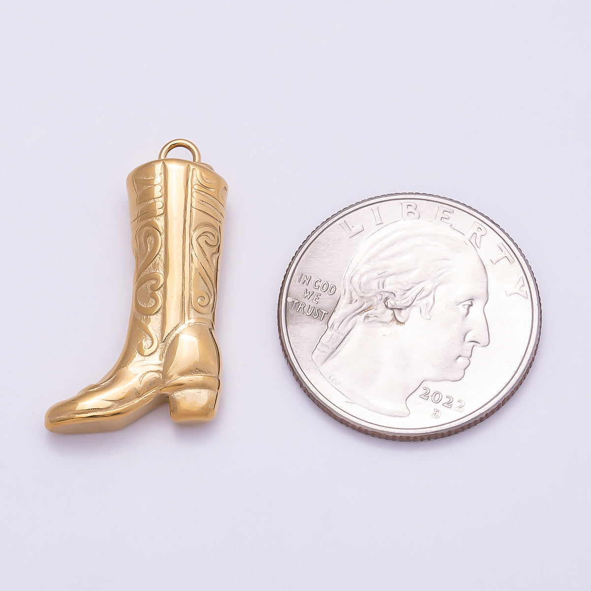 PVD Stainless Steel 27mm Minimalist Cowboy Boots Charm | Charms-01019