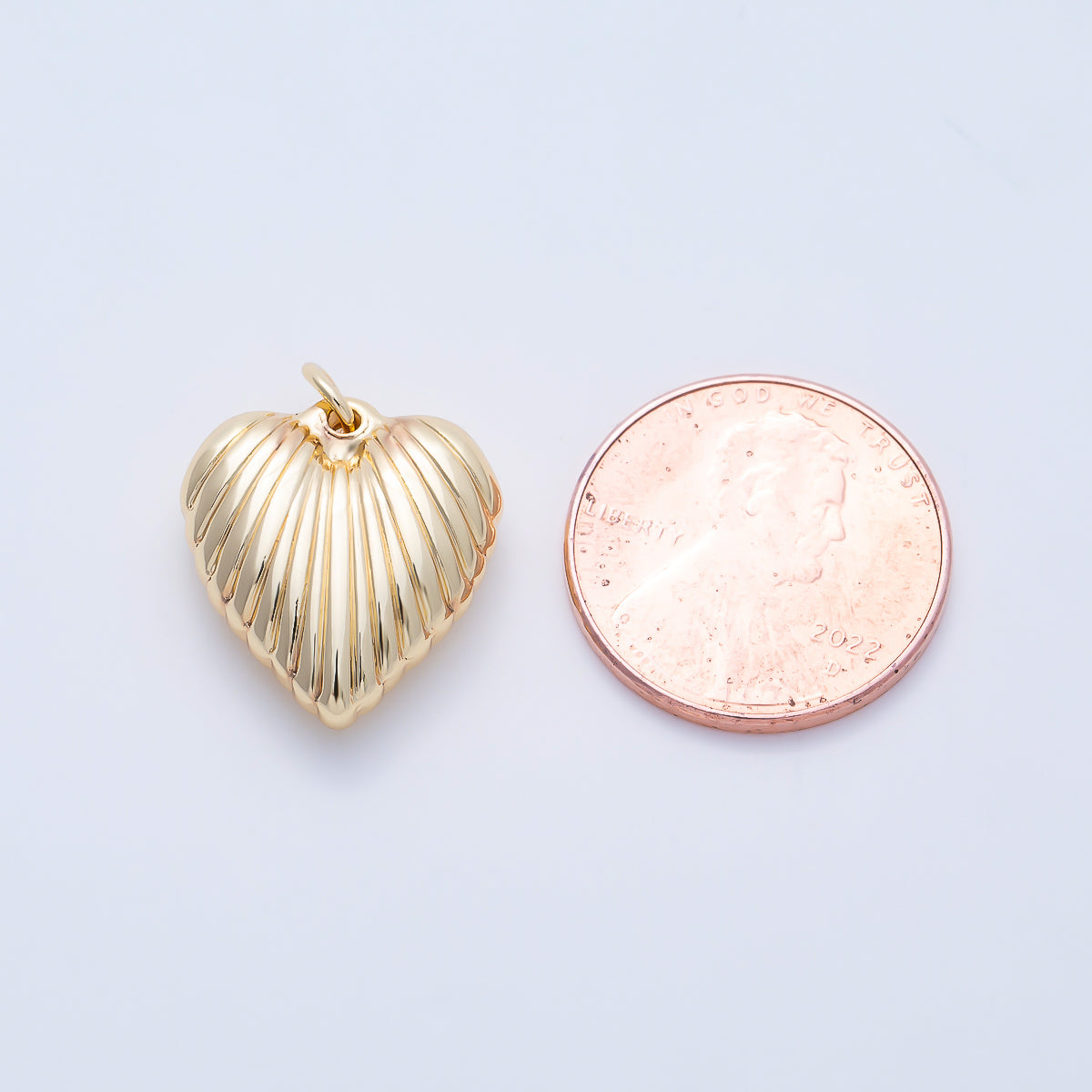 Stainless Steel PVD 17mm Ribbed Heart Padlock Charm in Gold & Silver | Charms-01580 Charms-01581