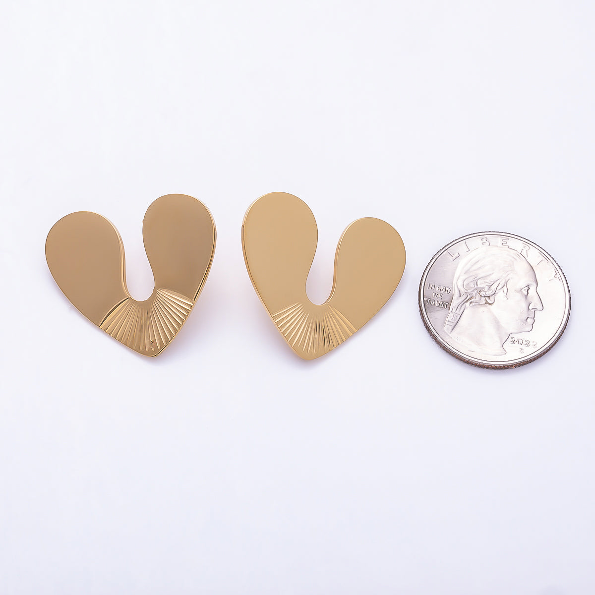 Stainless Steel 28mm Minimalist Sunburst Heart Stud | Earrings-00740