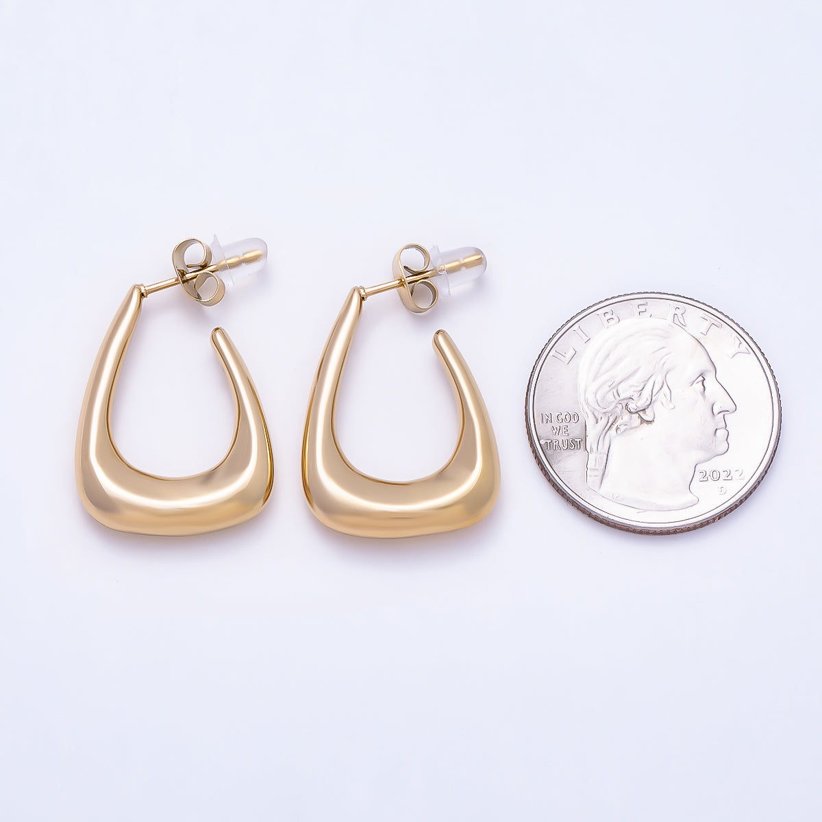 Stainless Steel 25mm Minimalist Triangle J-Shaped Hoop | Earrings-00731