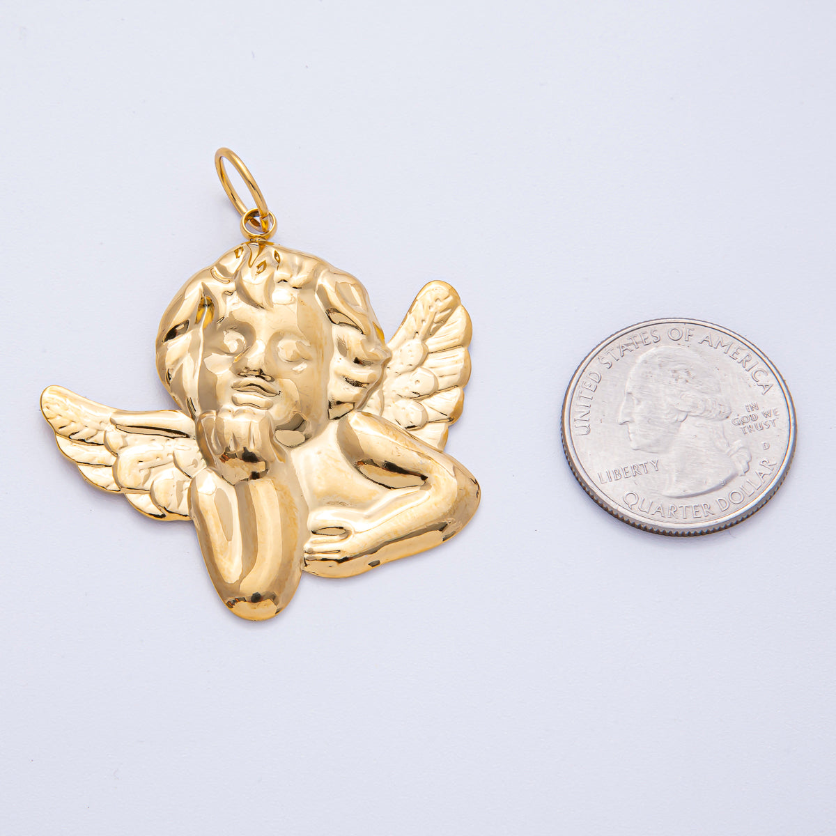 Stainless Steel 41.5mm Cherub Baby Angel Statement Charm | J906