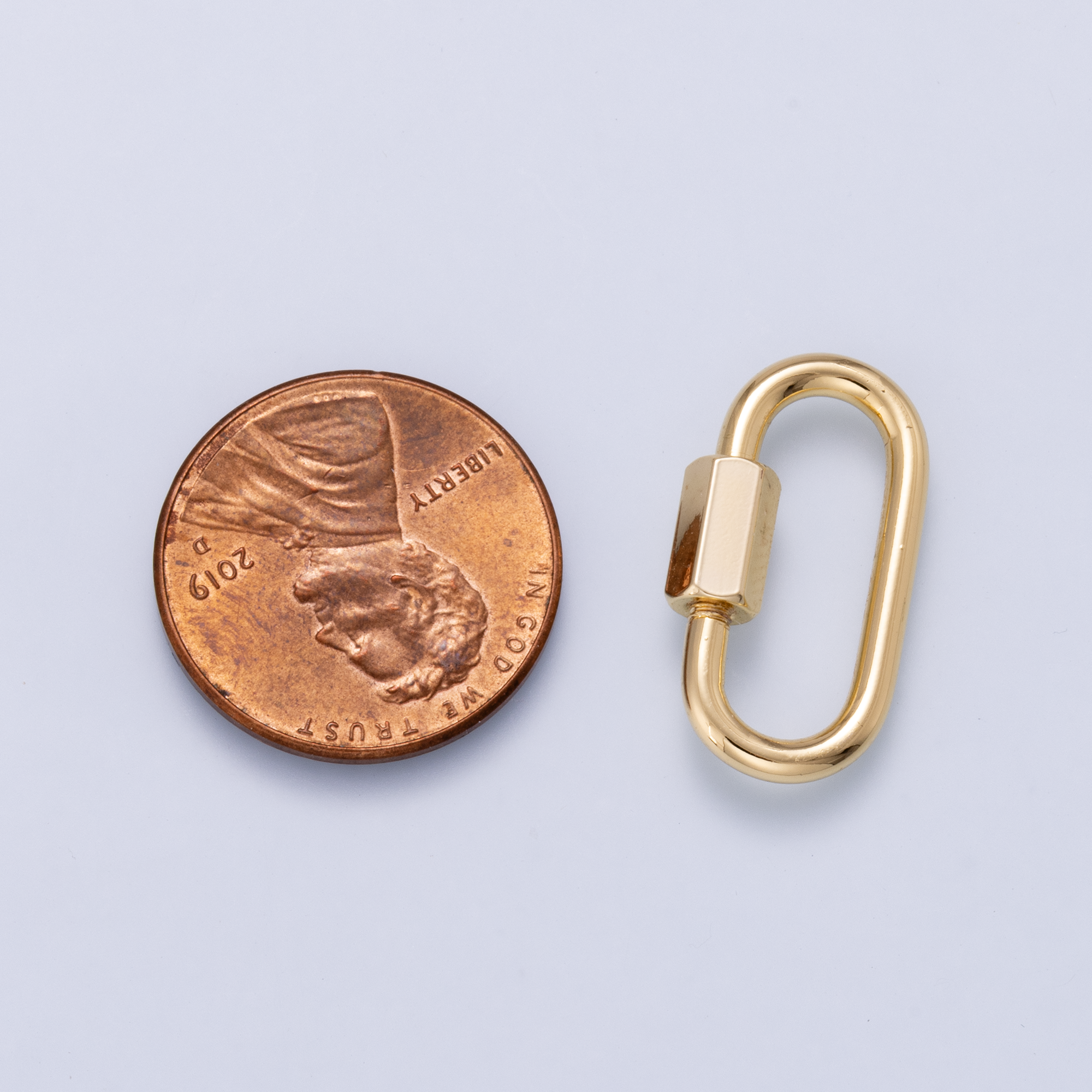 16K Gold Filled 21mm Minimalist Oval Oblong Screw Lock Carabiner | Findings-00499