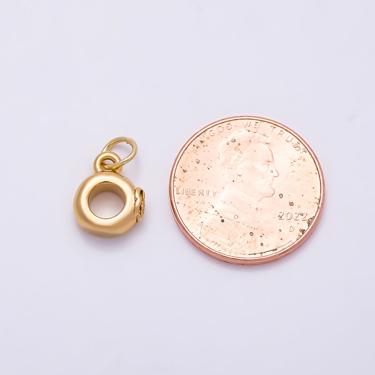 PVD Gold Stainless Steel 11mm CZ Rose Flower Drop Rondelle Charm Finding in Gold & Silver | Charms-01344 Charms-01345
