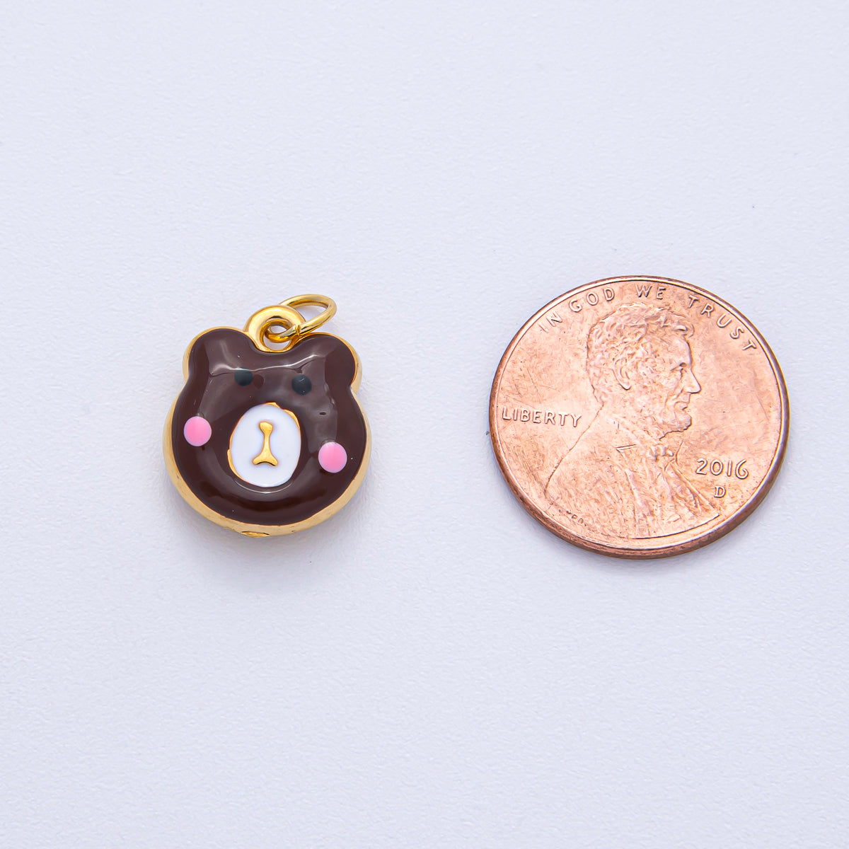 Stainless Steel 15mm Brown, Red, Green, White Enamel Teddy Bear Charm | J865 J889