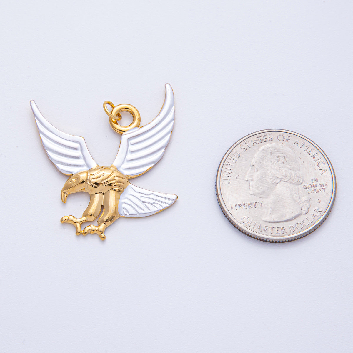 Stainless Steel 35mm Eagle Bird Mixed Metal Statement Charm | J913