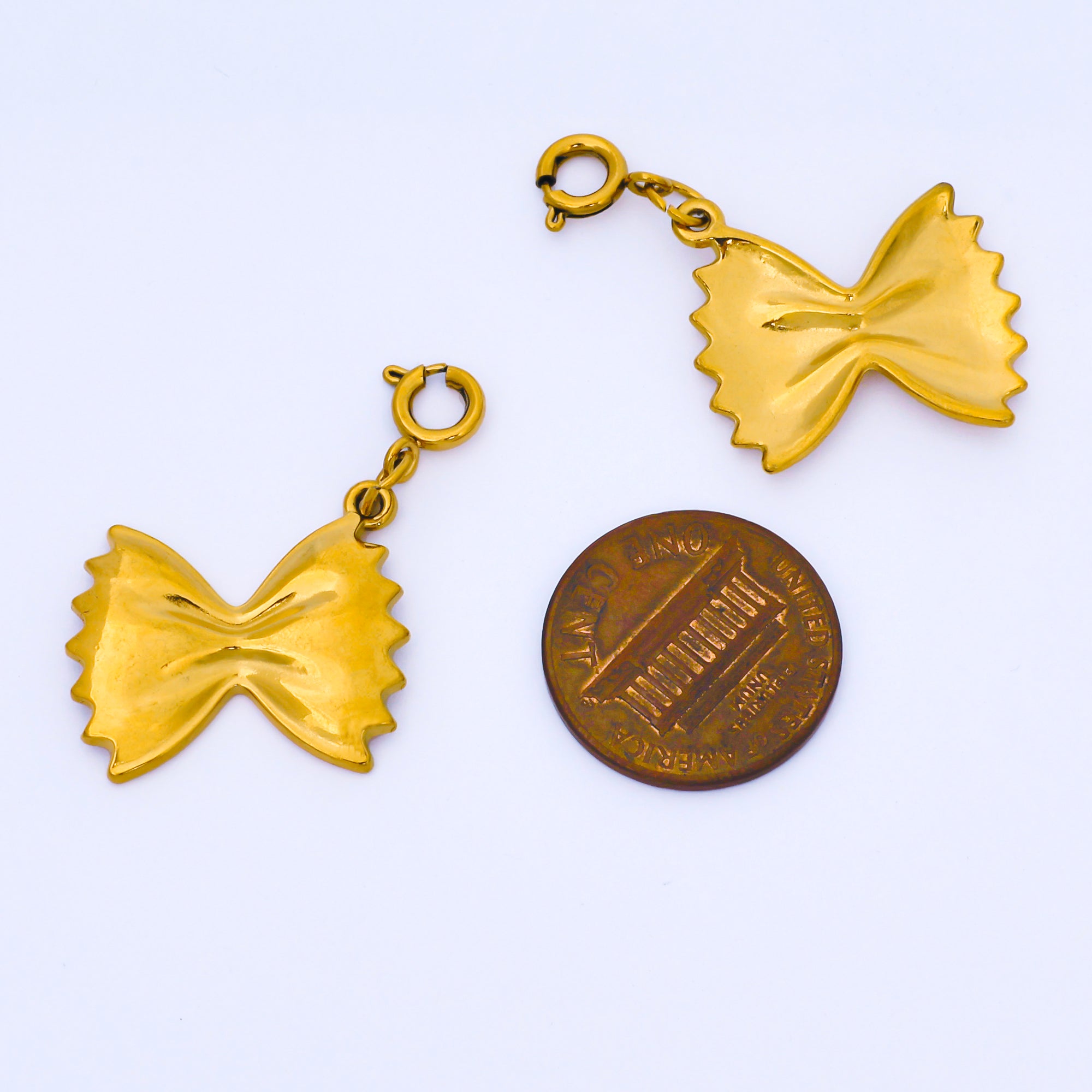 Stainless Steel 20mm Bow Tie Pasta Charm Foodie Pendant | J591