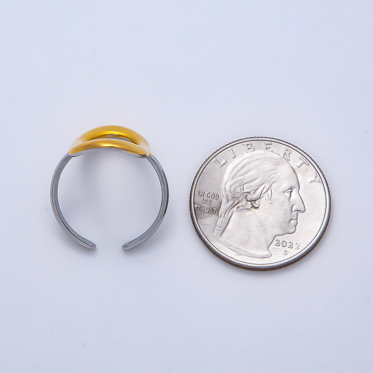 Stainless Steel Mixed Metal Open Molten Oval Ring | Rings-00175