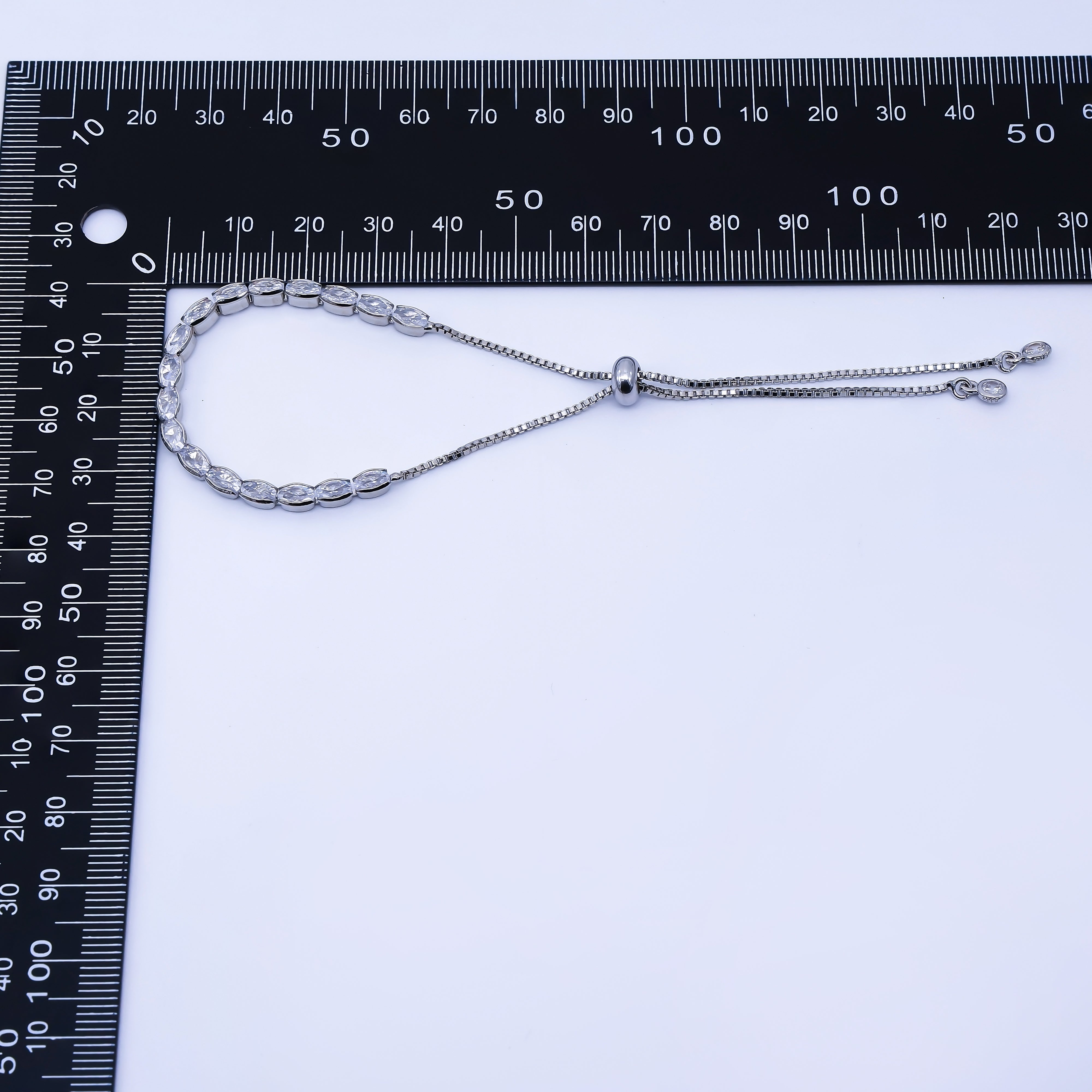 24K Gold Filled Oval CZ Tennis Chain Bolo Bracelet in Gold & Silver | WA-3902 WA-3903