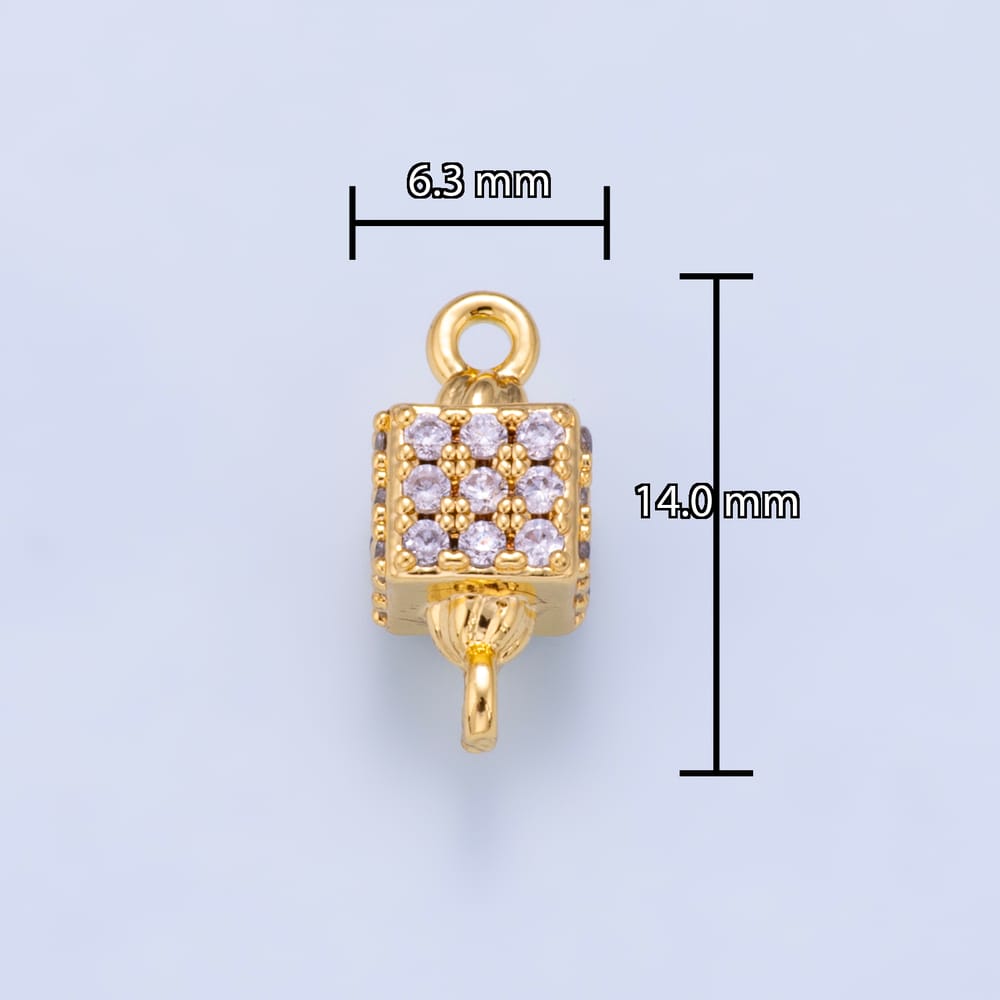 16K Gold Filled 14mm Micro Paved CZ Box Connector | Connectors-00078