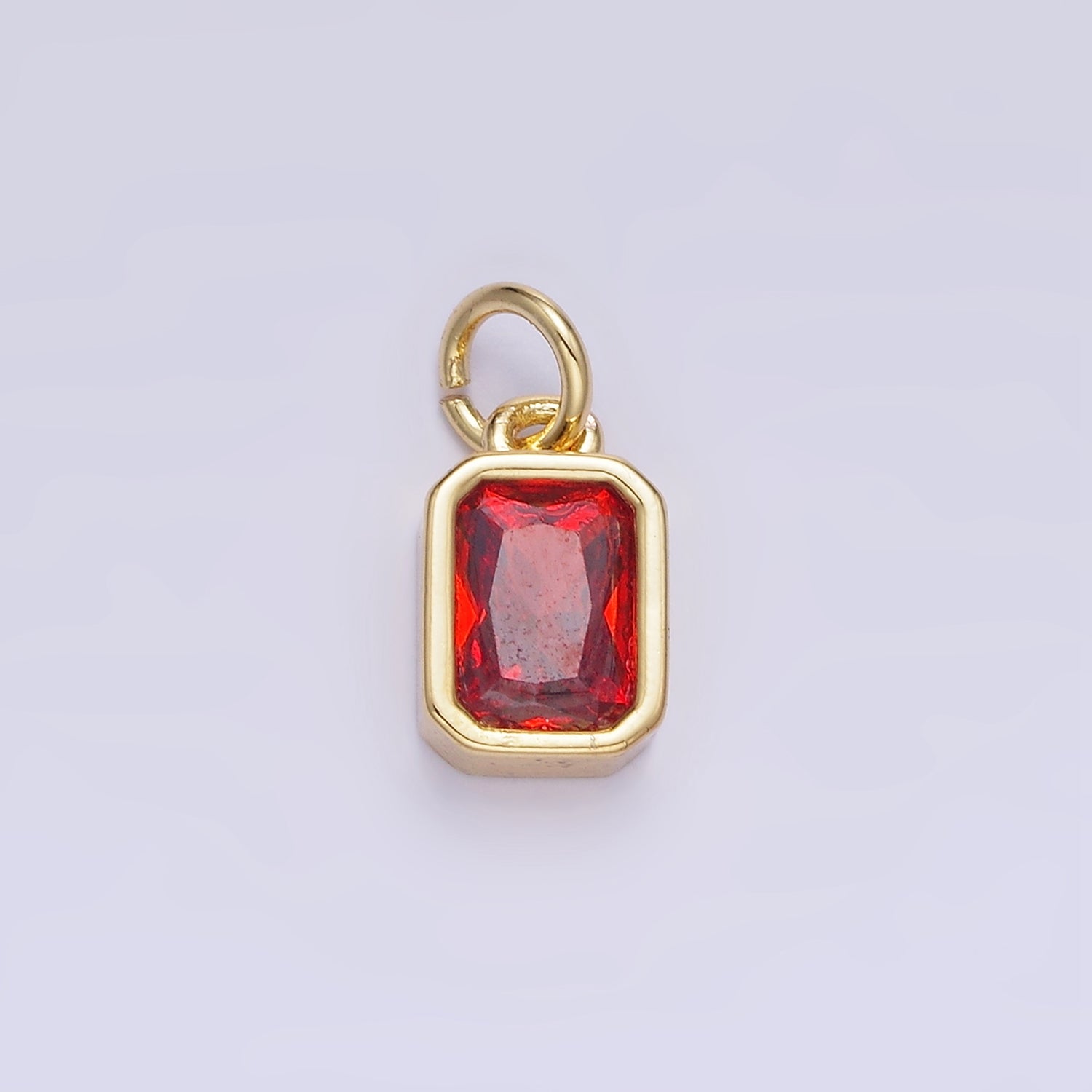 14K Gold Filled Birthstone CZ Baguette Bezel Charm in Gold & Silver | W721 - W728