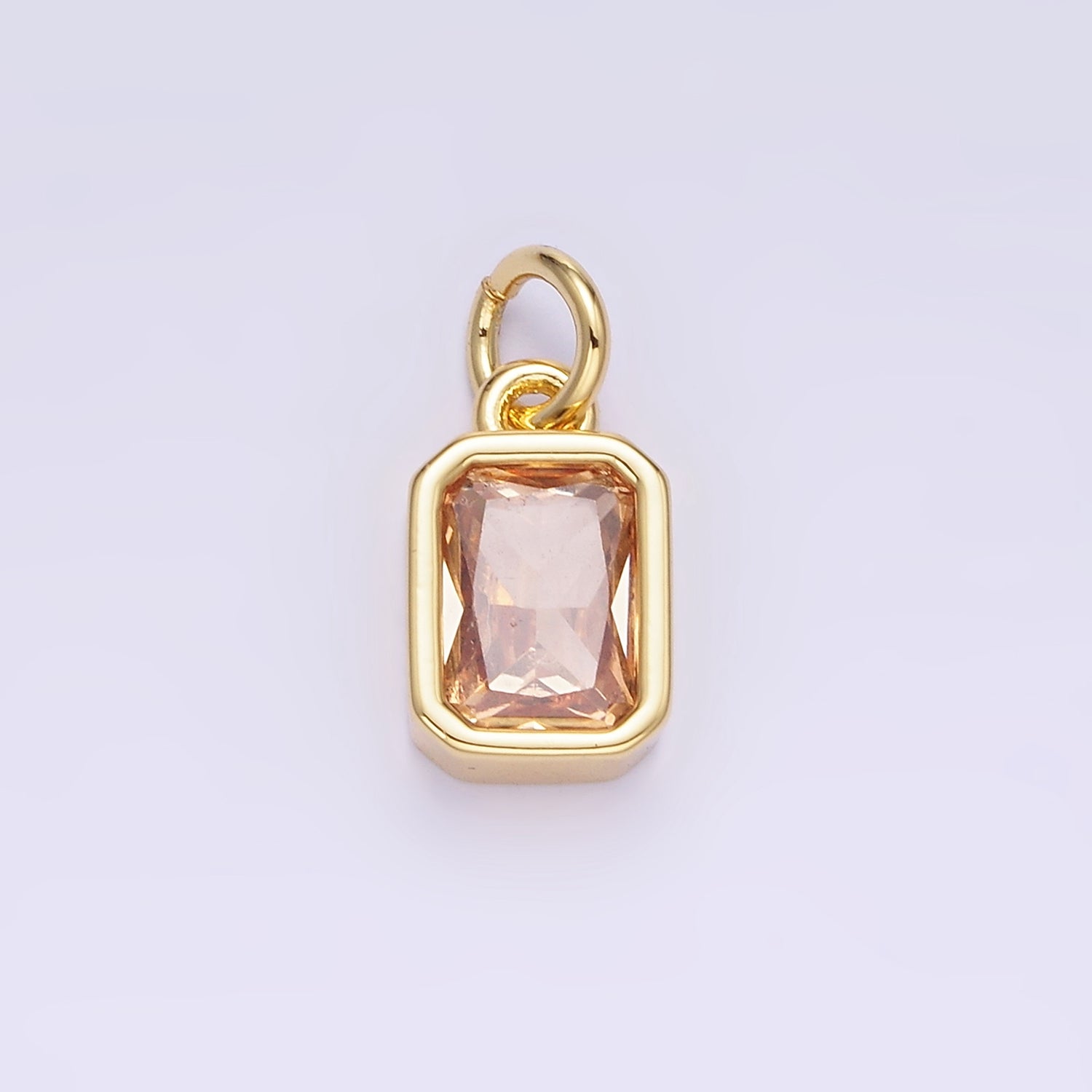 14K Gold Filled Birthstone CZ Baguette Bezel Charm in Gold & Silver | W721 - W728