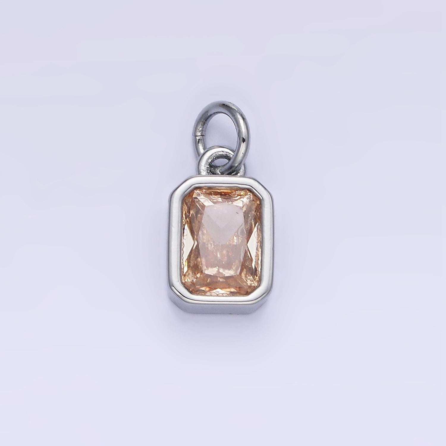 14K Gold Filled Birthstone CZ Baguette Bezel Charm in Gold & Silver | W721 - W728