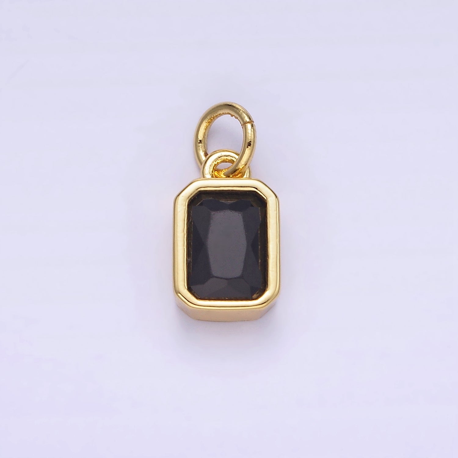 14K Gold Filled Birthstone CZ Baguette Bezel Charm in Gold & Silver | W721 - W728