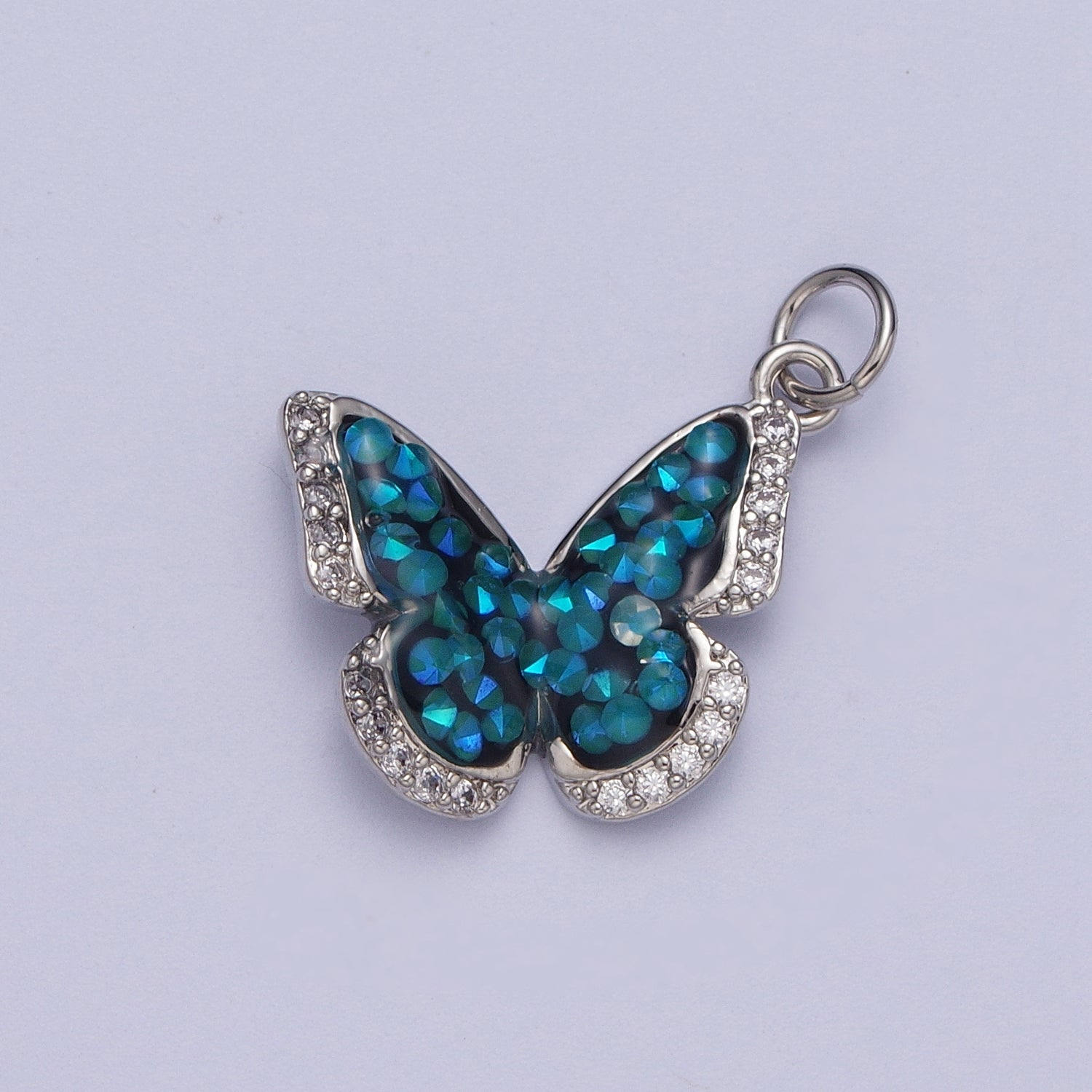 14K Gold Filled Green, Pink, Purple, Blue AB Micro Paved CZ Monarch Butterfly Charm in Gold & Silver | W77 - W780