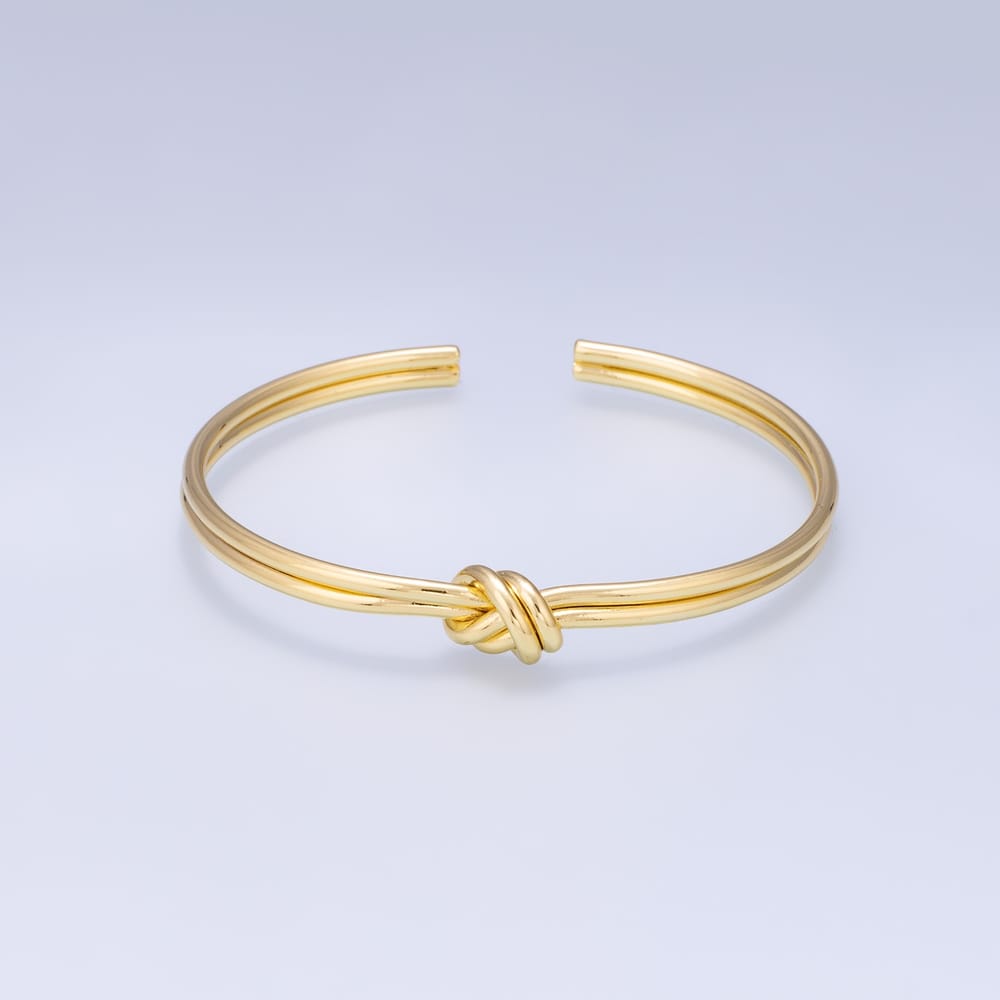 14K Gold Filled Double Knot Geometric Minimalist Cuff Bracelet | WA-00697