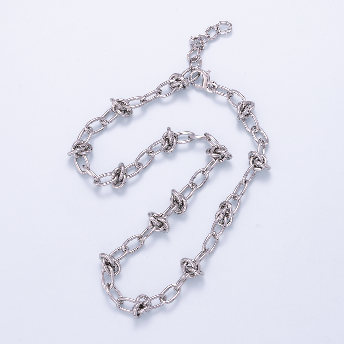 16K Gold Filled 13mm Knot Geometric Paperclip Chain 17.5 Inch Necklace in Gold & Silver | WA-01952 WA-01953