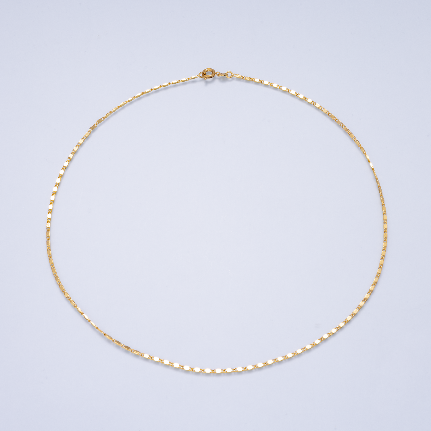24K Gold Filled 1.63mm Minimalist Mariner Link Chain 17.7 Inch Necklace | WA-02970