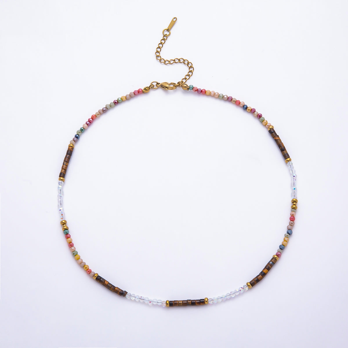 Handmade 4mm Multicolor Multifaceted Round Tube Gemstone Chain 16 Inch Necklace | WA-00095 ~ WA-00098