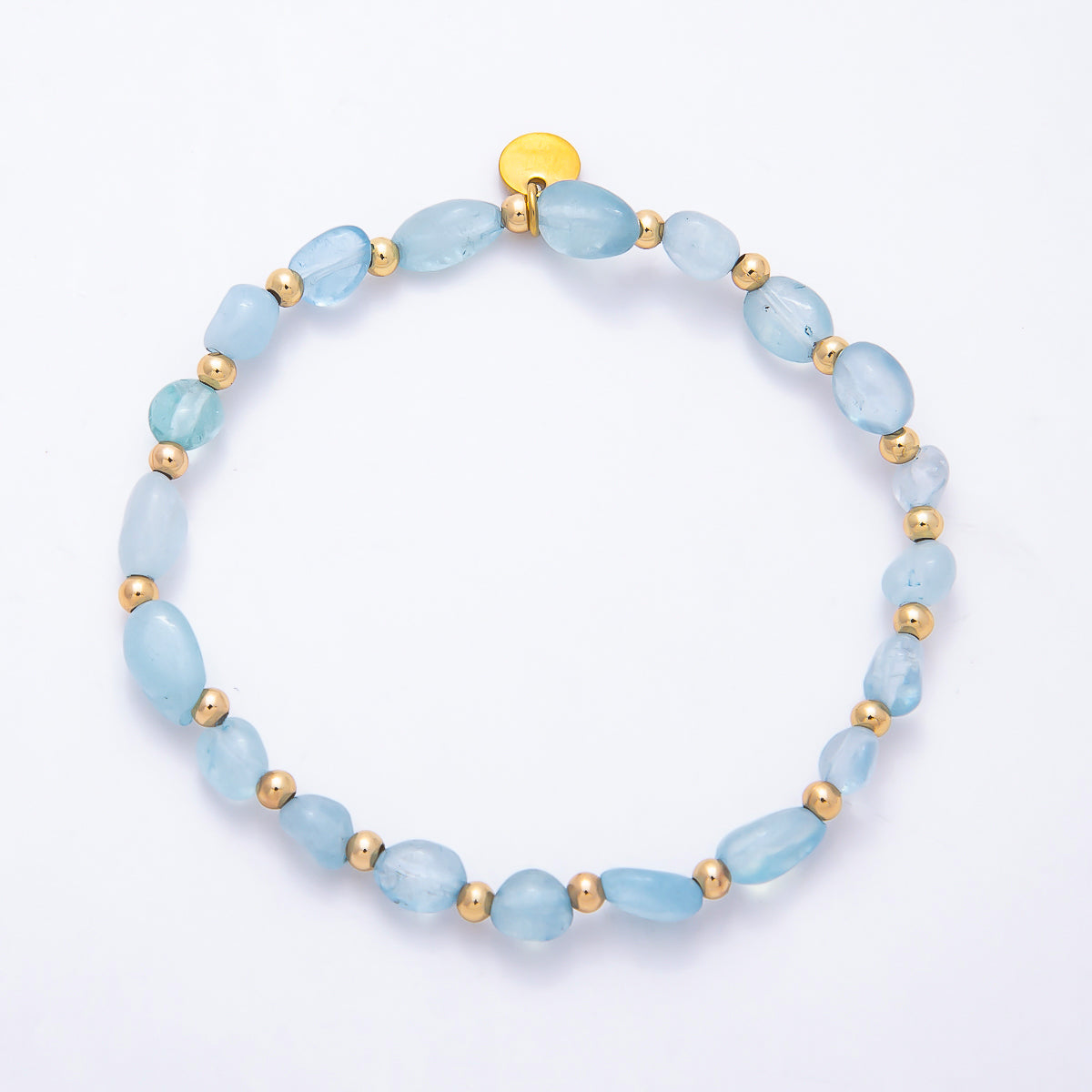 Stainless Steel PVD Gold Gemstone Pebble Bead 7.5 Inch Stretch Bracelet | WA-00120 ~ WA-00160