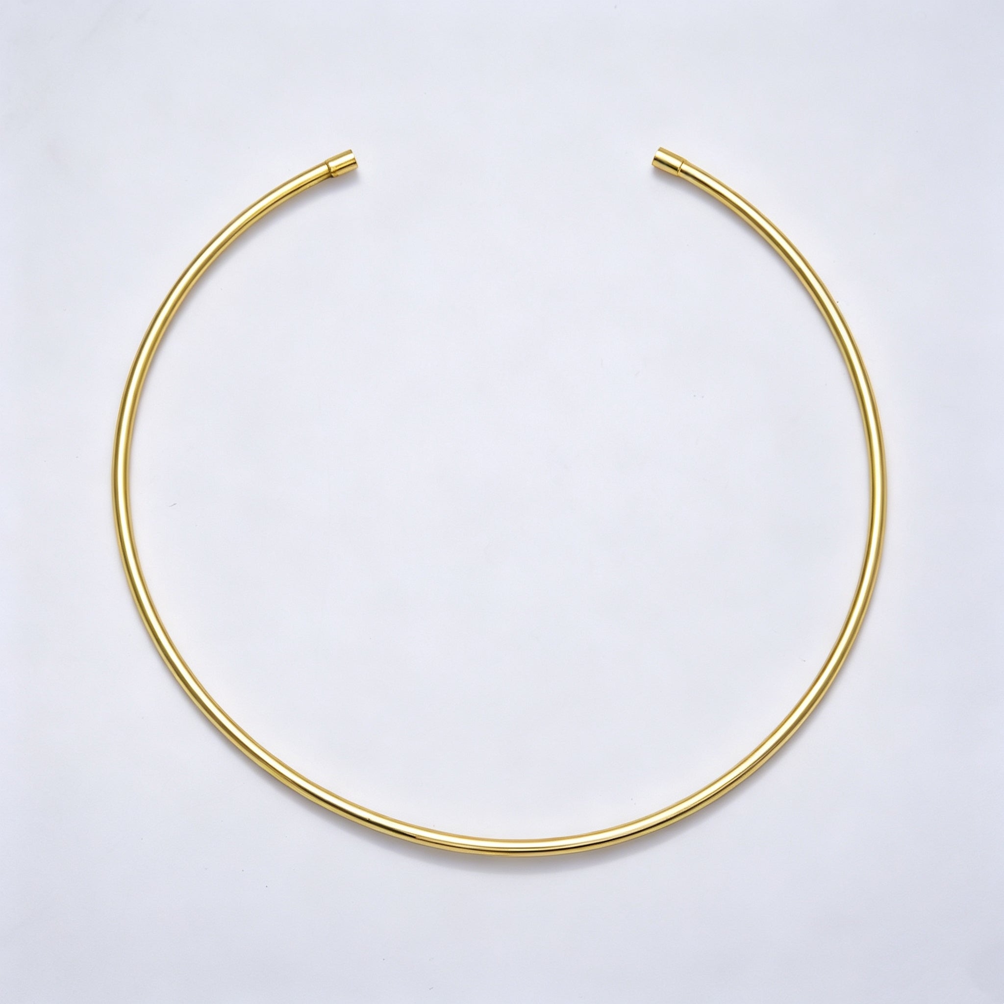 NEW 16K Gold Filled 3mm Tube Choker Floating Collar Necklace | WA-00511