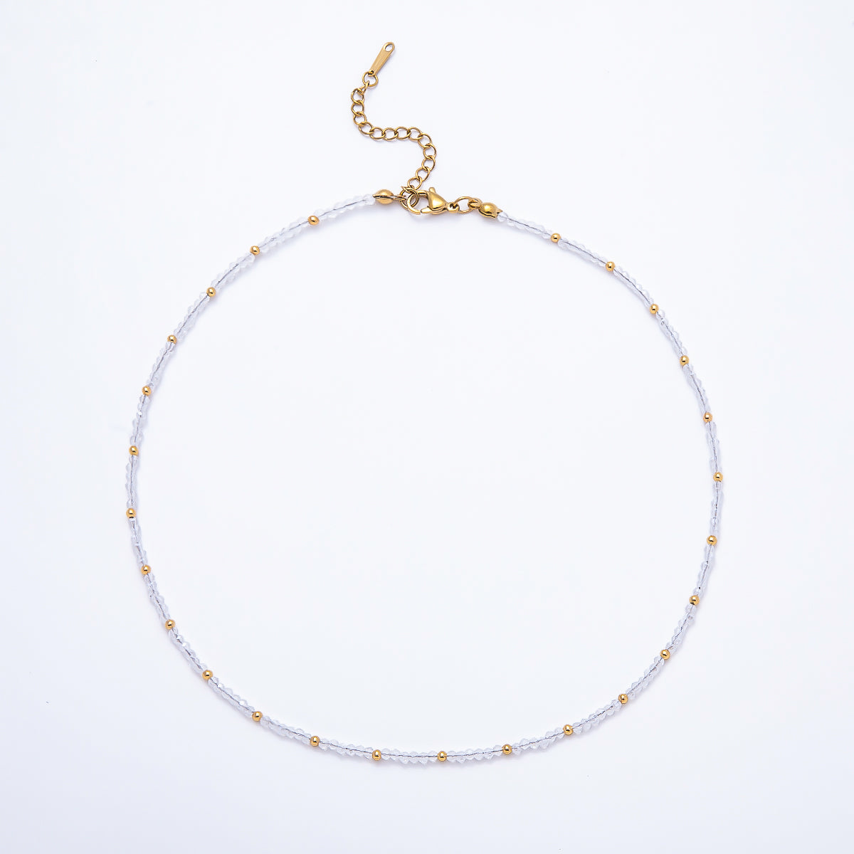 Handmade 2mm Blue, Clear, Light Blue, Green Multifaceted Crystal Gemstone Chain 16 Inch Necklace | WA-00562 WA-00582 WA-00654 WA-00660