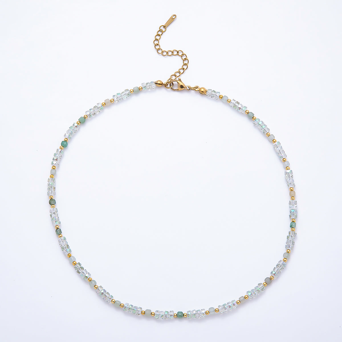 3mm Blue, Pink, Clear AB, Peach, White, Green Tube Rondelle Multifaceted Crystal Gemstone Chain 16 Inch Necklace | WA-00898 ~ WA-01015