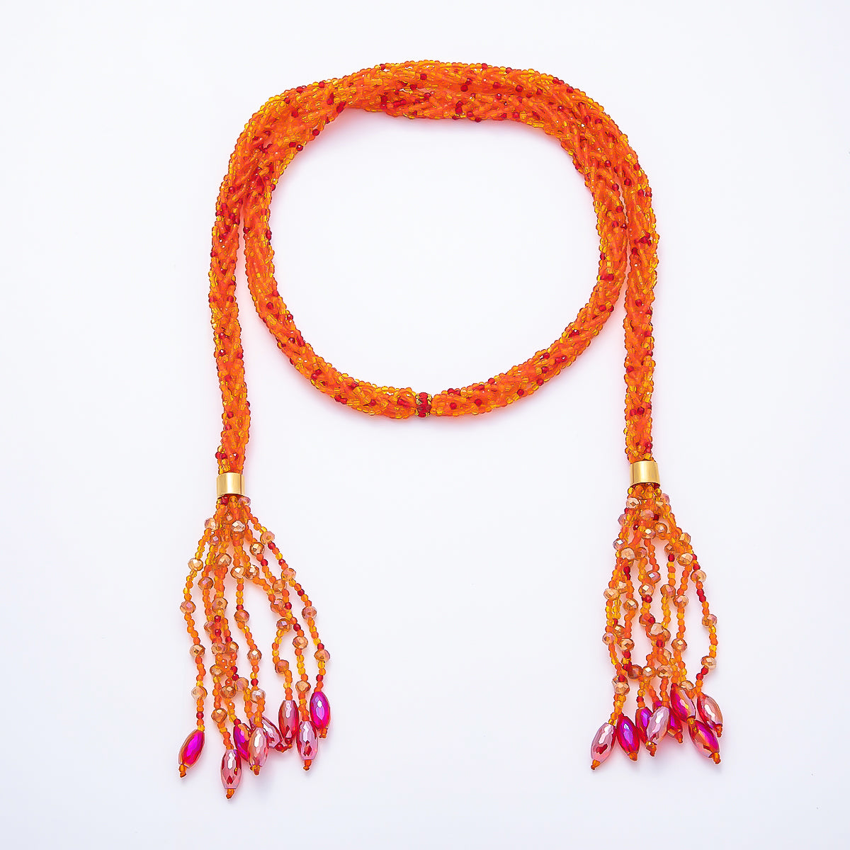 Handmade 7mm Multi Layer Fringe Knot Lariat Multifaceted Crystal Gemstone Chain 36 Inch Necklace | WA-01145 ~ WA-01307