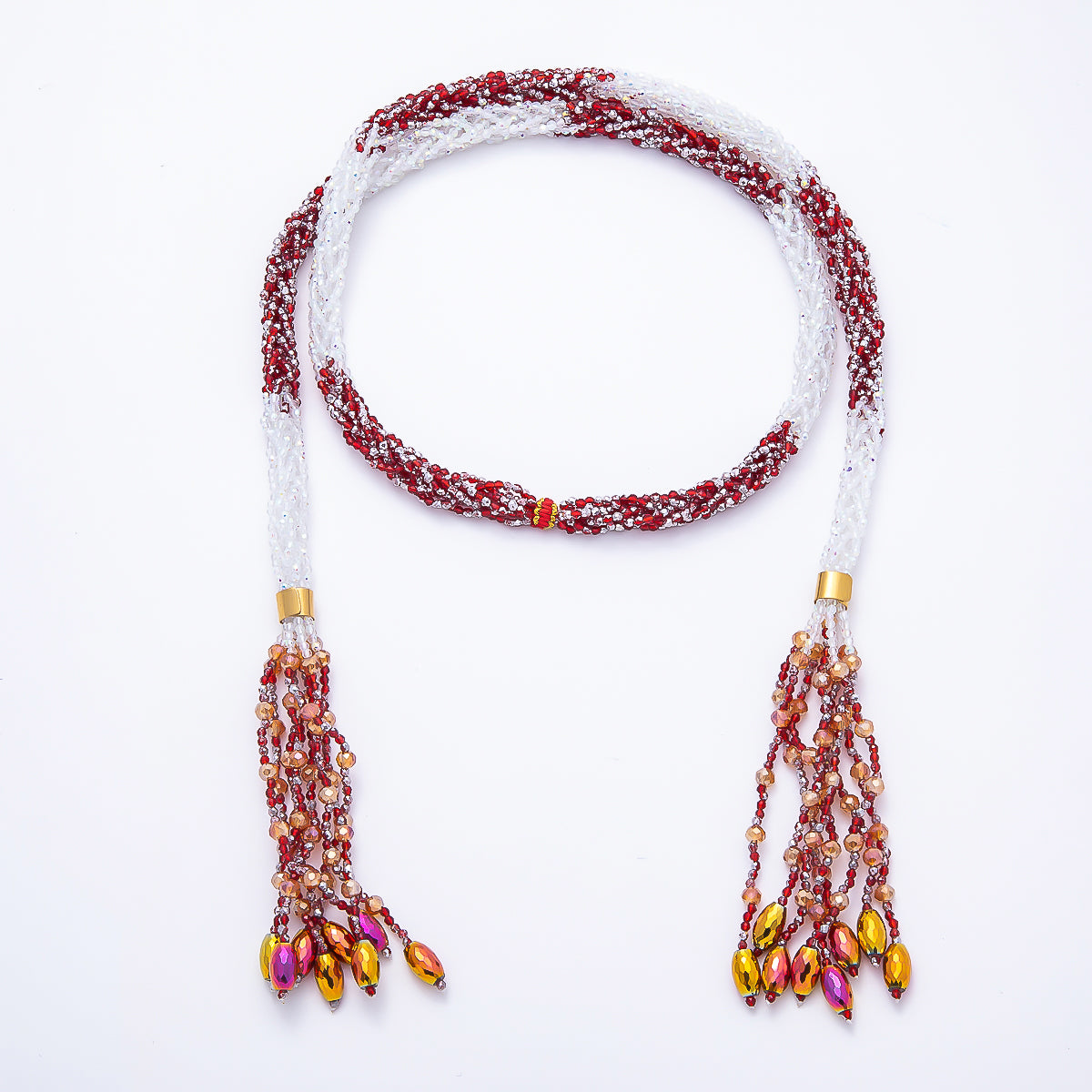 Handmade 7mm Multi Layer Fringe Knot Lariat Multifaceted Crystal Gemstone Chain 36 Inch Necklace | WA-01145 ~ WA-01307
