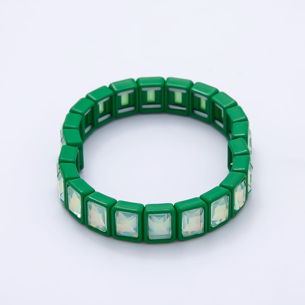 Colorful Emerald Cut AB Crystal Bracelet Stretch Tila Bracelet Stackable Jewelry WA-2079