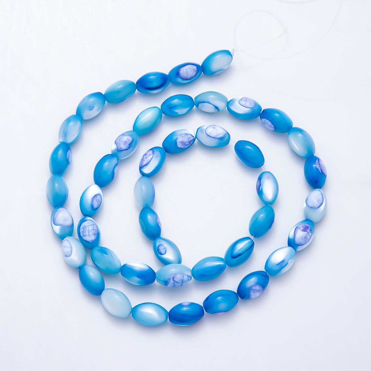 8.8mm x 6mm Blue Cats Eye Pebble Natural Gemstone Bead Strand Finding | WA-02177