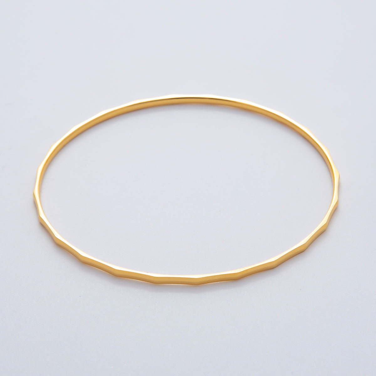 18K Gold Filled 2mm Thin Geometric Wavy Bangle Bracelet | WA-01459