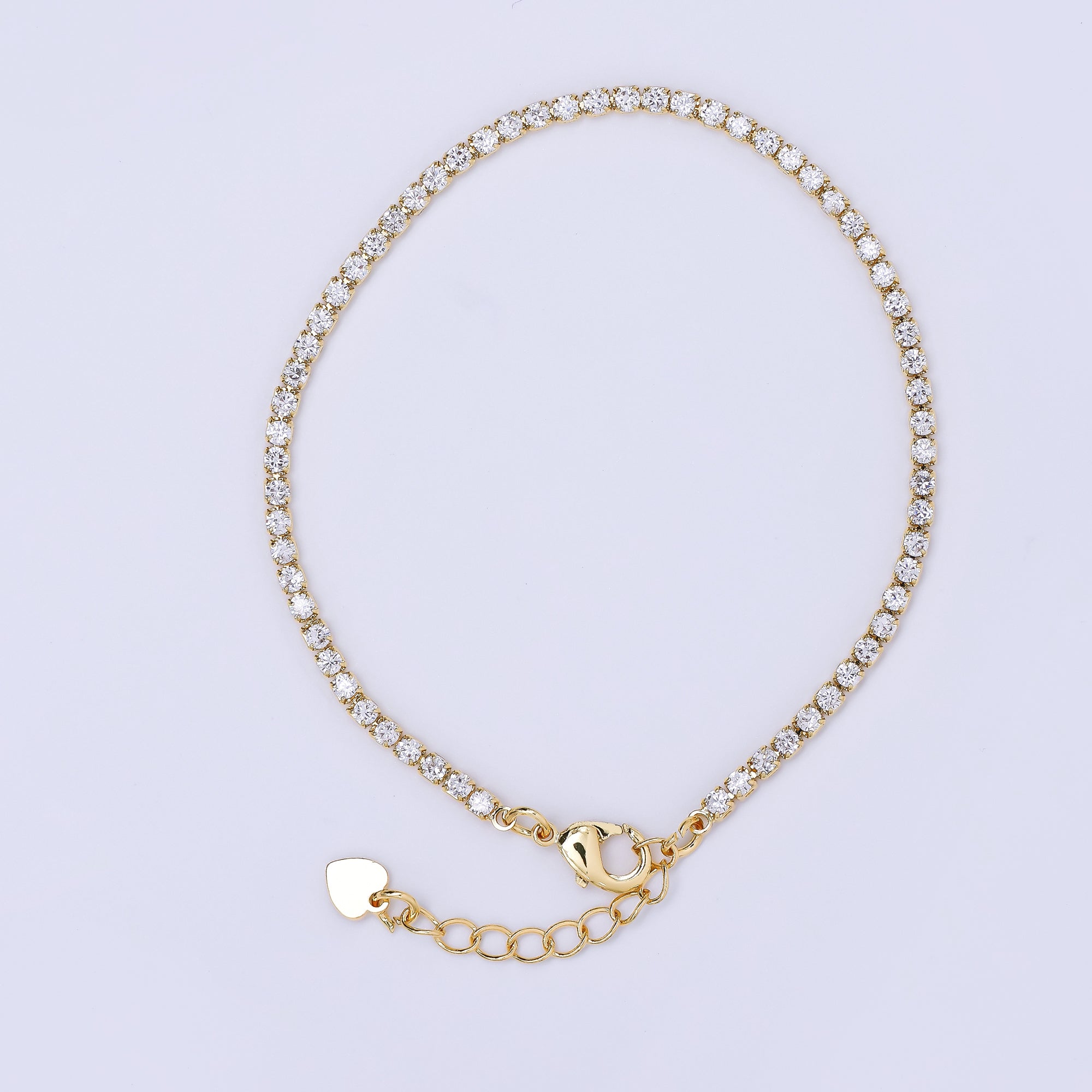 24K Gold Filled Clear CZ Tennis 6.9 inch Bracelet with Extender | WA-1595