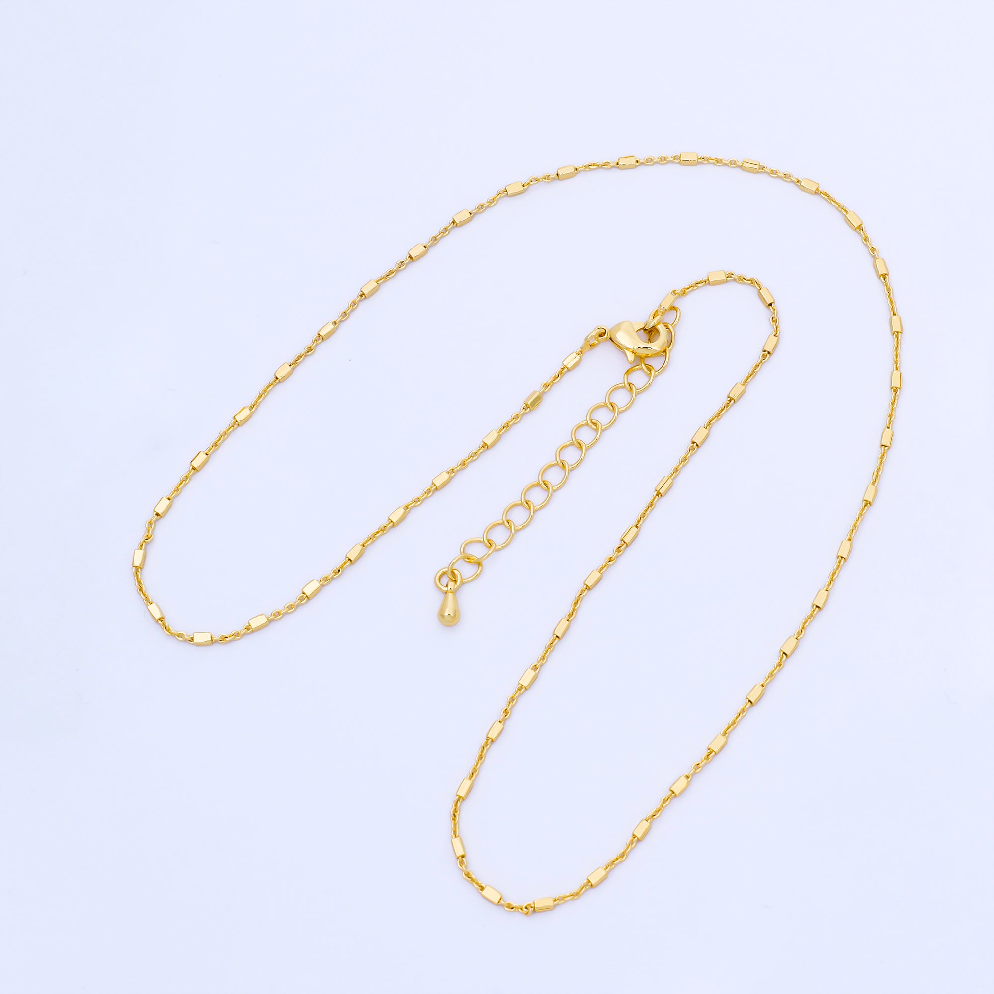 24K Gold Filled 1.3mm Tube Beads Satellite Chain 18 Inch Necklace | WA-1601