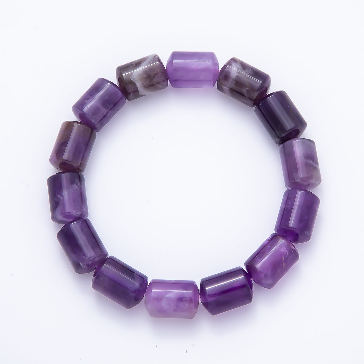 16K Gold Filled 10mm Clear Quartz, Amethyst, Aventurine, Rose Quartz, Tiger Eye Tube Gemstone Stretch Bracelet | WA-02243 ~ WA-02296