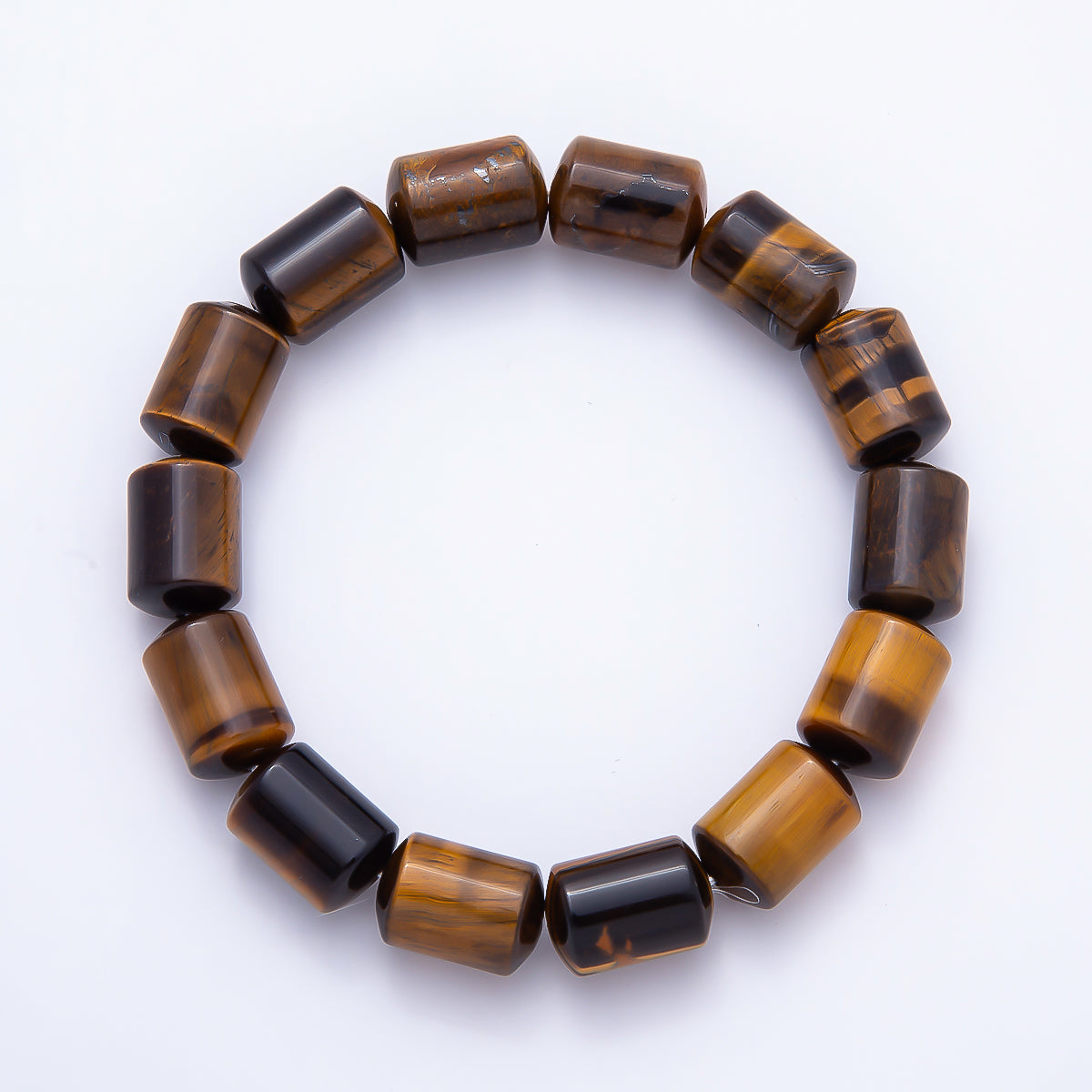 16K Gold Filled 10mm Clear Quartz, Amethyst, Aventurine, Rose Quartz, Tiger Eye Tube Gemstone Stretch Bracelet | WA-02243 ~ WA-02296