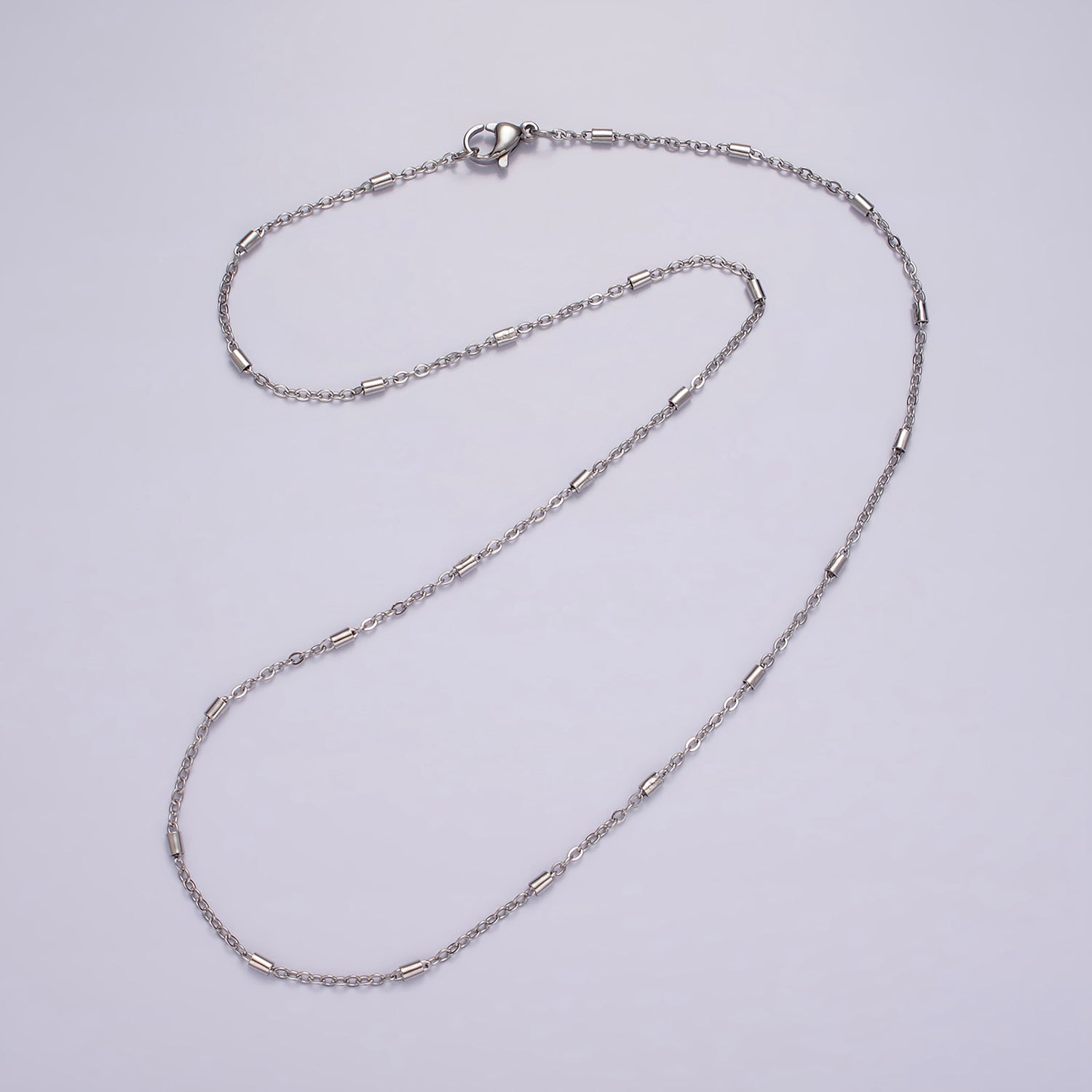 Stainless Steel 1.8mm Dainty Tube Cable Satellite Chain 18 Inch Necklace | WA-02386