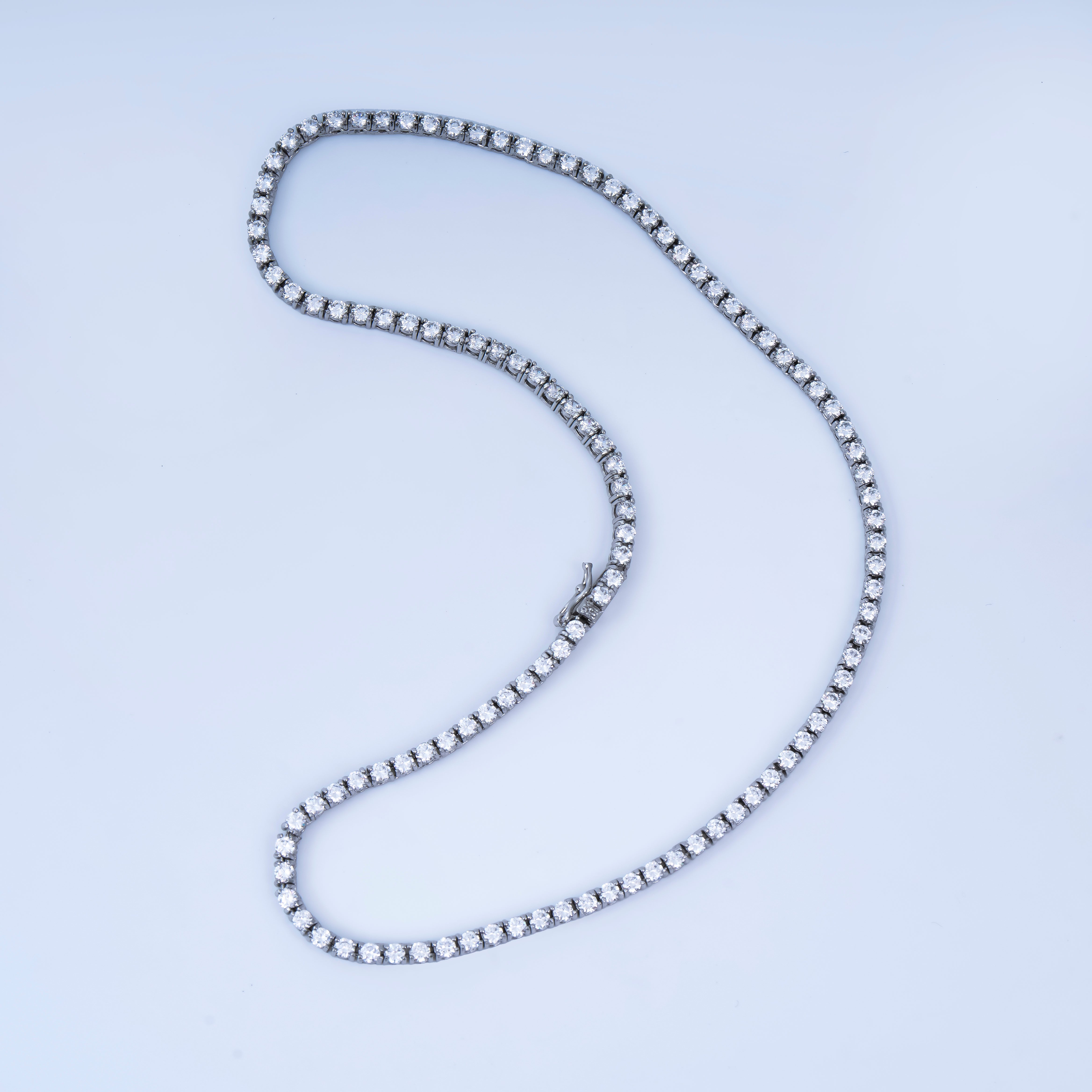 White Gold Filled 3.5mm Clear CZ Tennis Chain 17 Inch Necklace | WA-3021