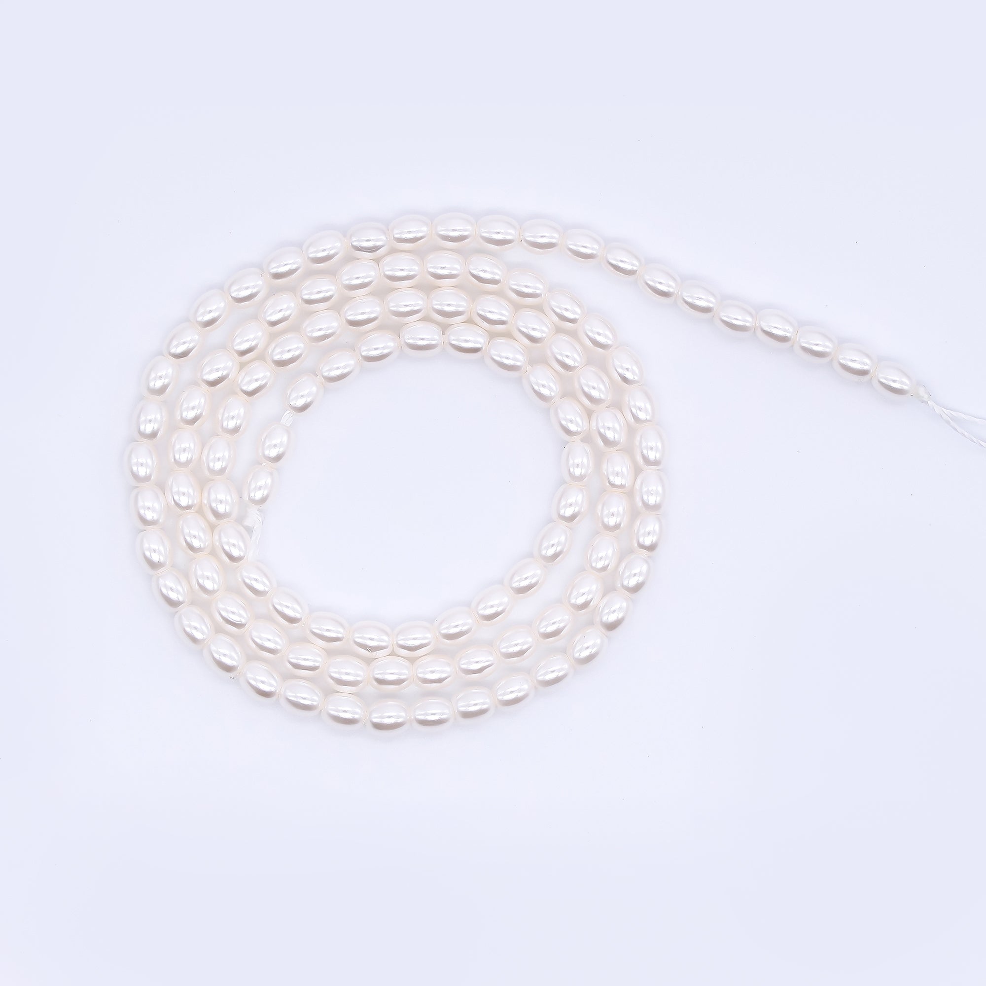 3mm White Oval Shell Pearl Strand Finding | WA-03168