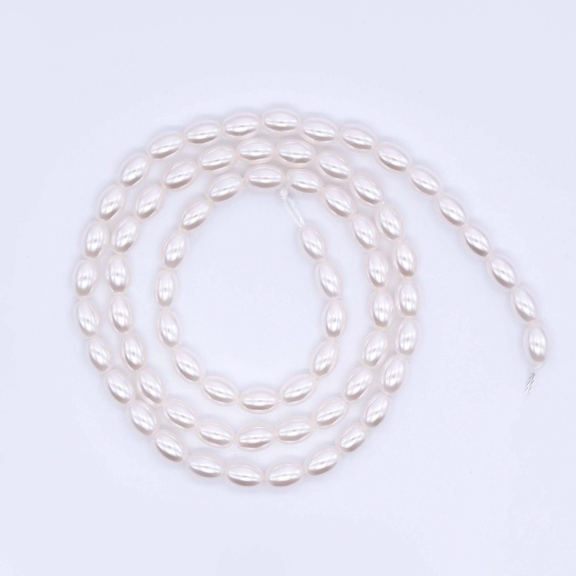 4mm White Oval Shell Pearl Strand Finding | WA-3170