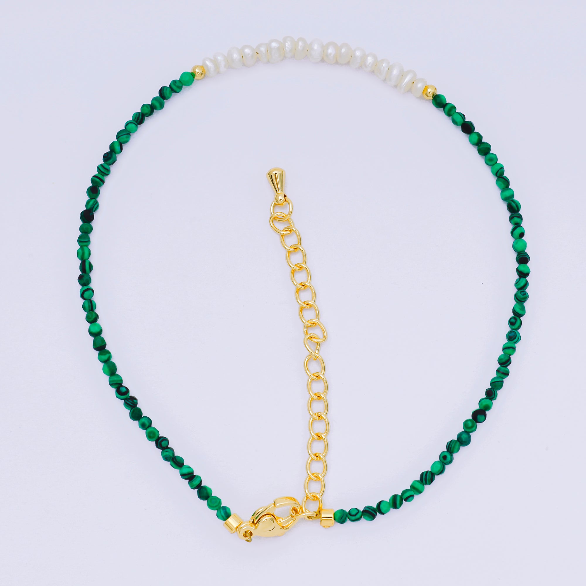 24K Gold Filled Shell Pearl Multifaceted Natural Gemstone Bead 8.66 Inch Bracelet Anklet w. Extender | WA-03718 ~ WA-03740