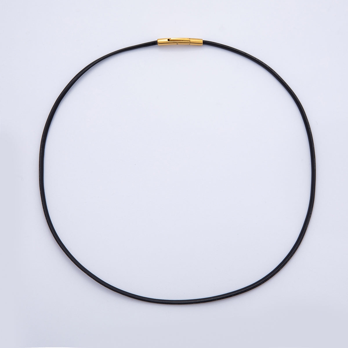 18K Gold Filled 2.5mm Thin Black Fall Faux Leather Cord 19 Inch Necklace | WA-3858