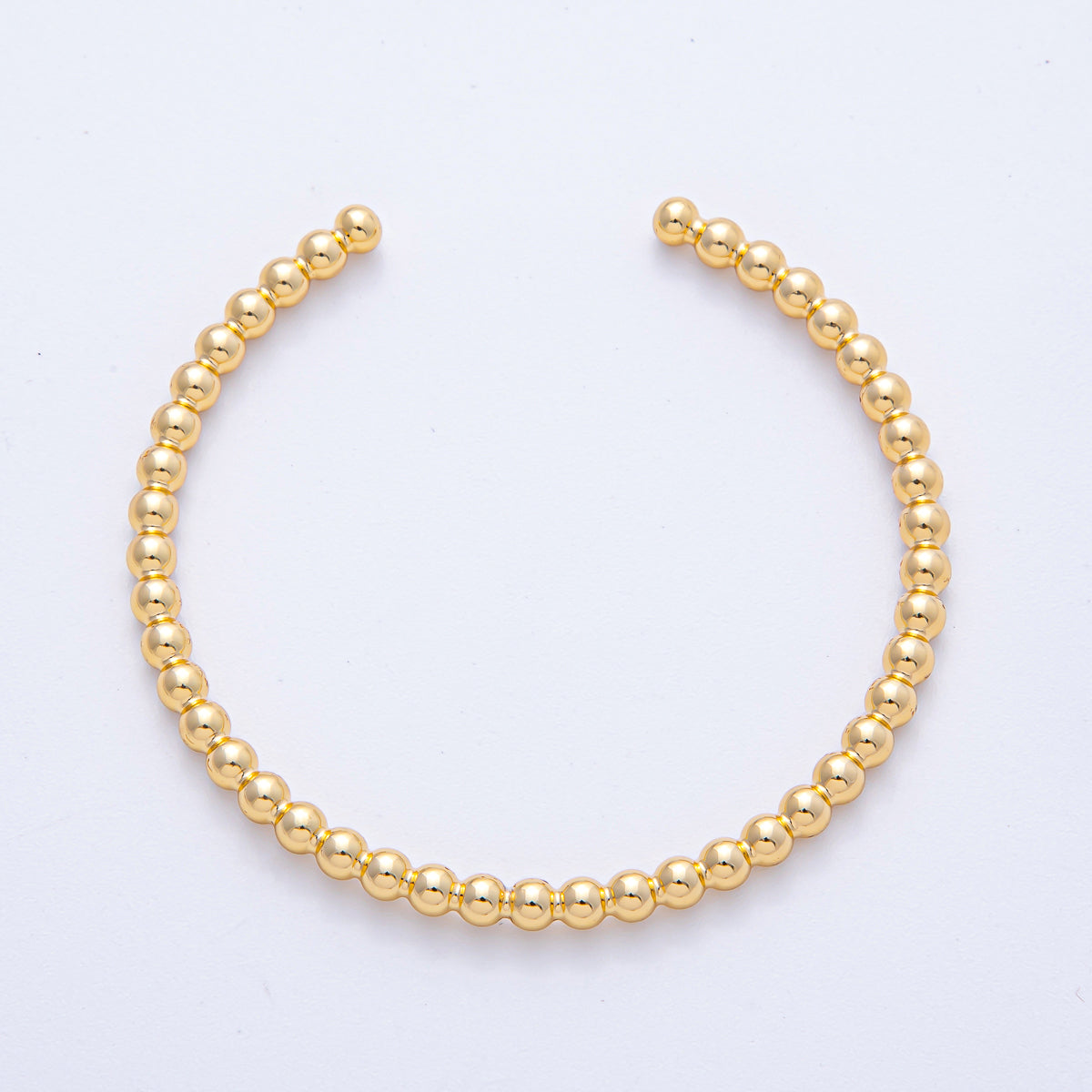 18K Gold Filled 3.5mm Round Beaded Bubble Cuff Bracelet | WA-3861