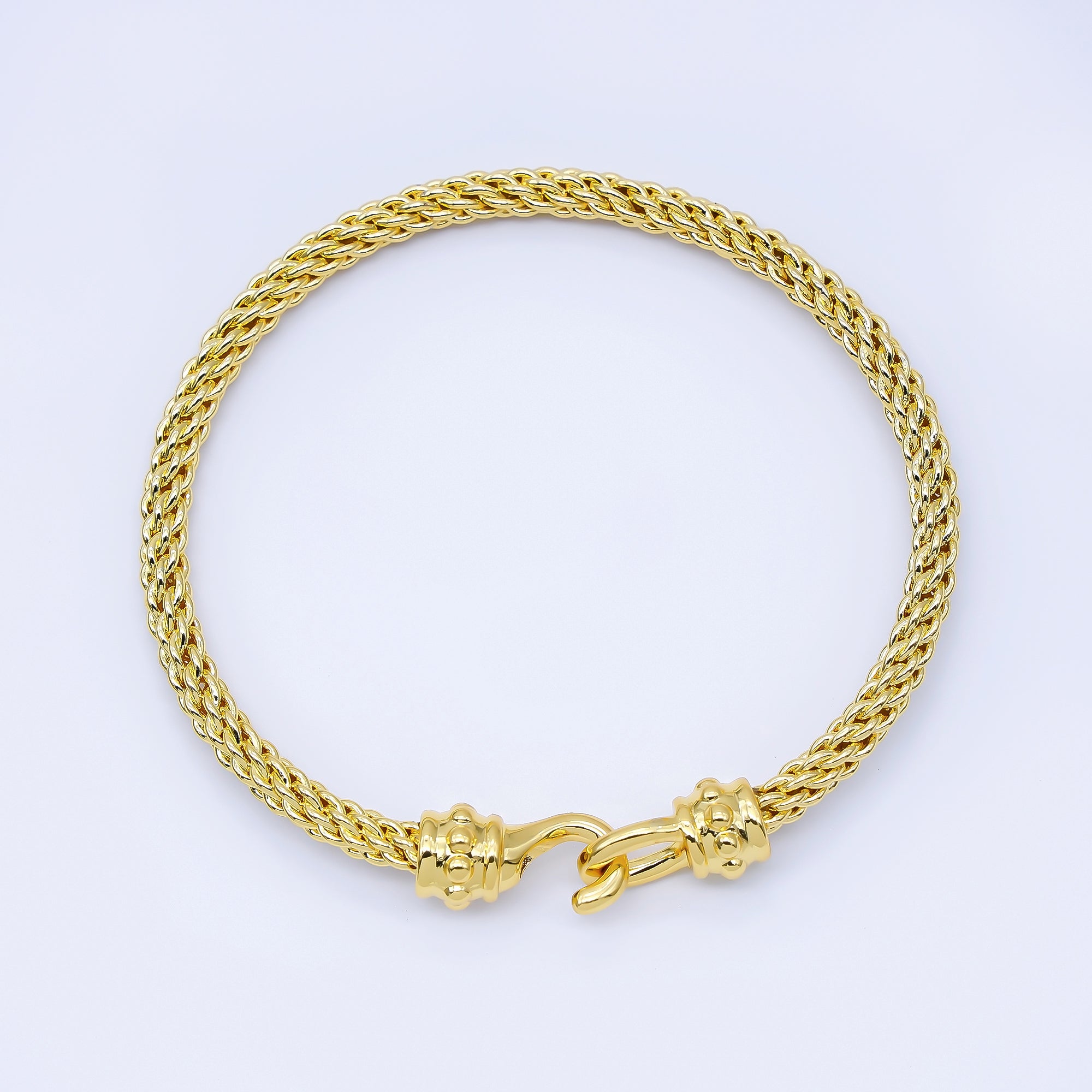 24K Gold Filled 4mm Twisted Rope Mixed Metal Bangle Bracelet Men Woman Jewelry | WA-3891