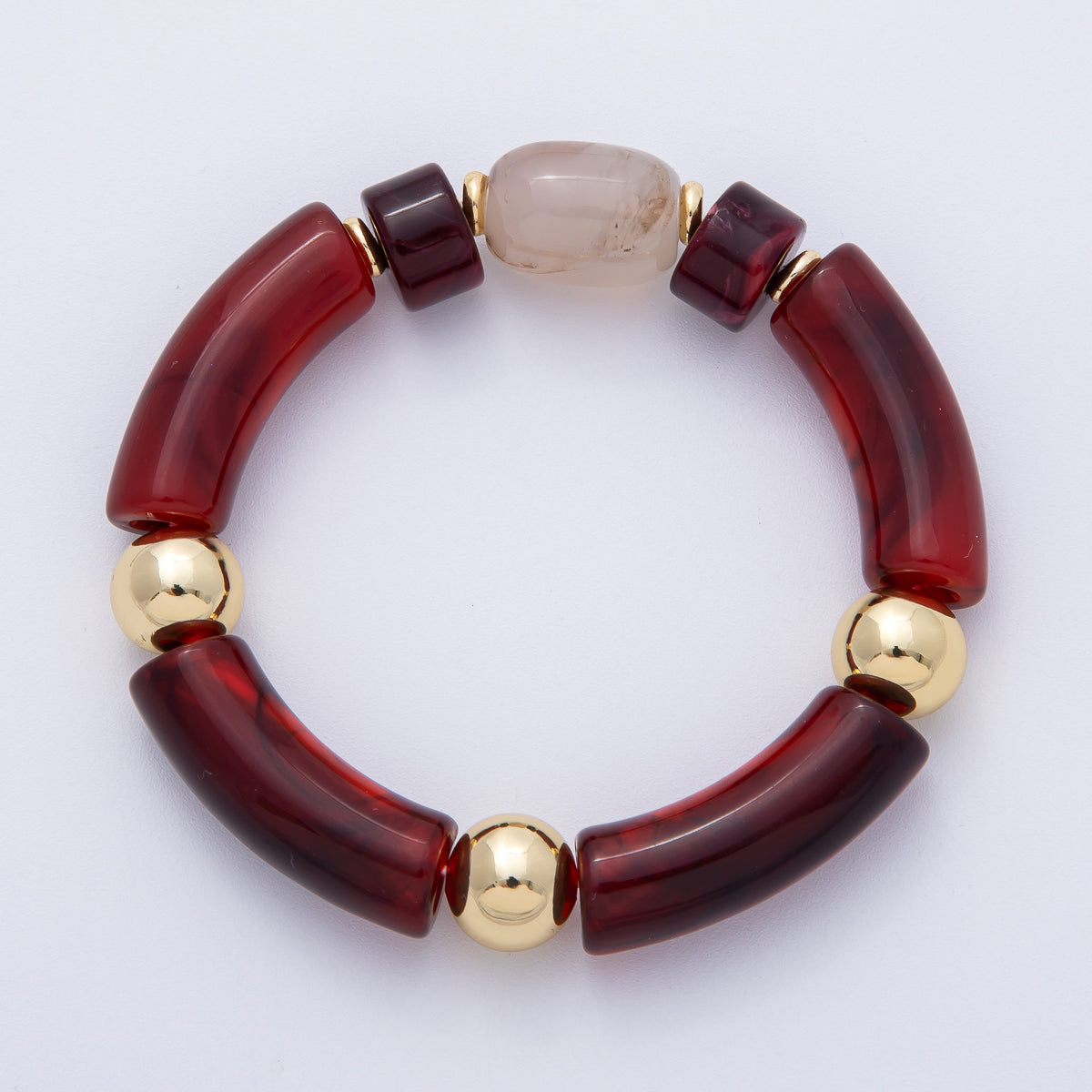 6mm Red Jasper, Carnelian Gemstone Bead Stretch Bracelet | WA-3971