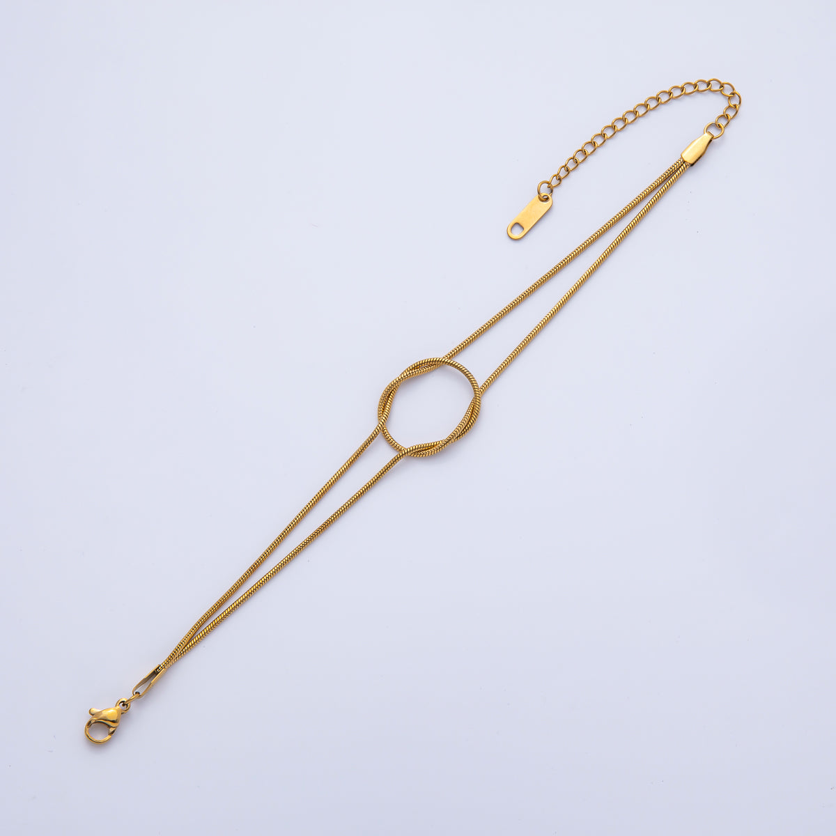 18K Gold PVD Stainless Steel 1.2mm Knot Snake Chain 7 Inch Bracelet in Gold & Silver | WA-3993 WA-3994