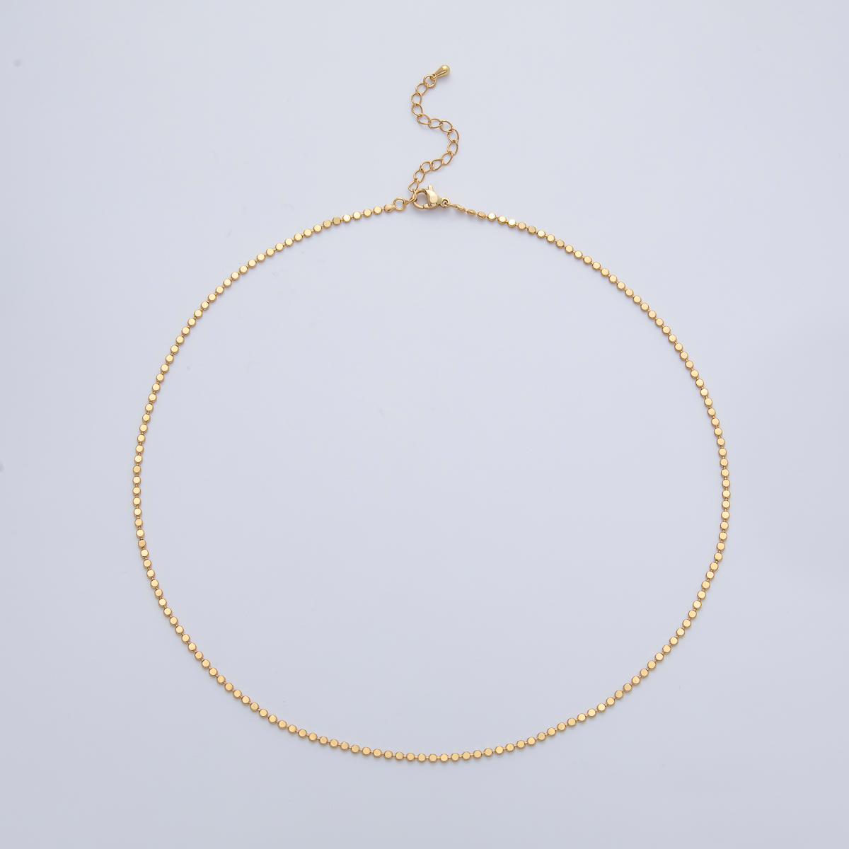 24K Gold Filled 2mm Bead Chain 14.5 Inches Necklace w. Extender | WA-4000