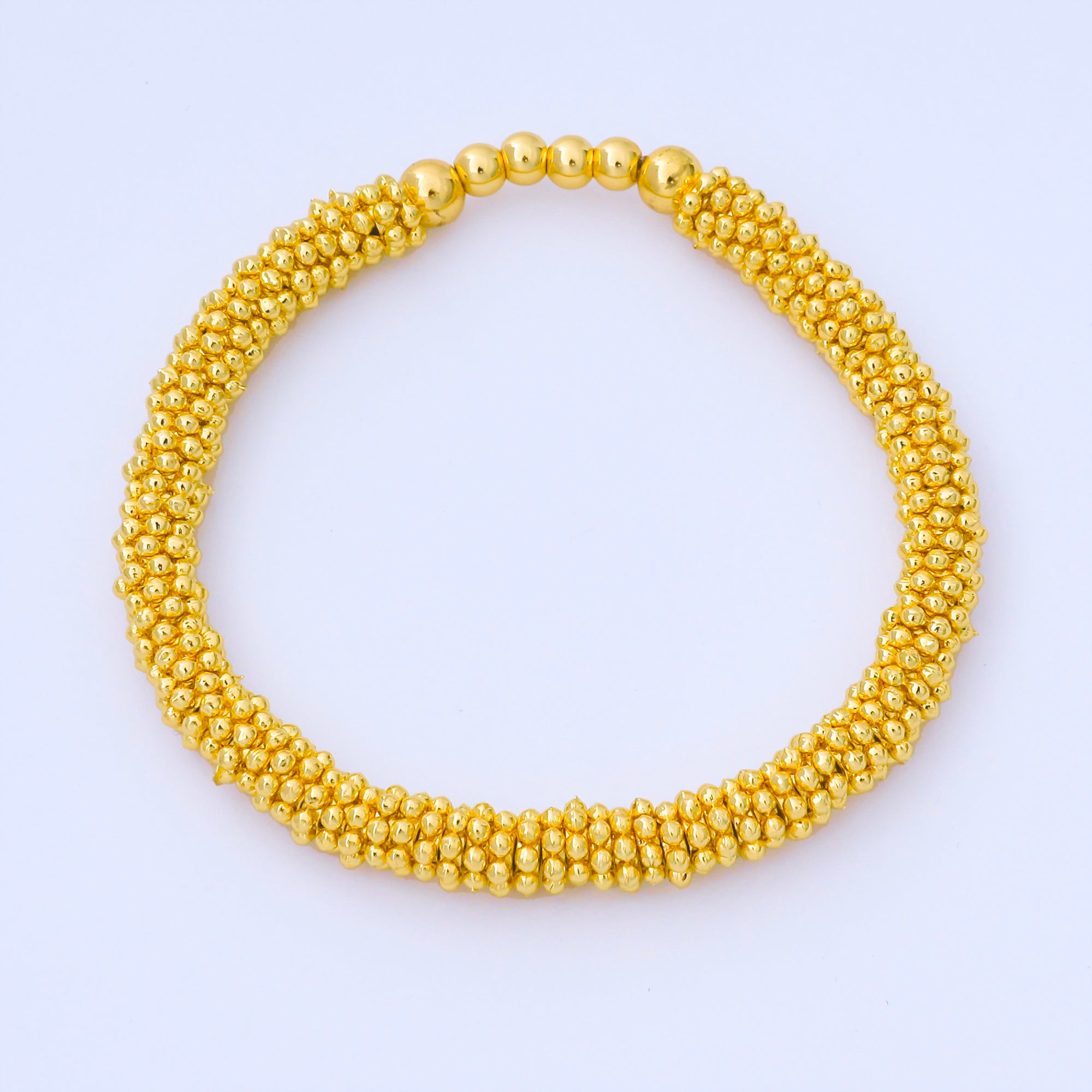 24K Gold Filled 6mm Geometric Bubble Ball Stretch Bracelet | WA-04020