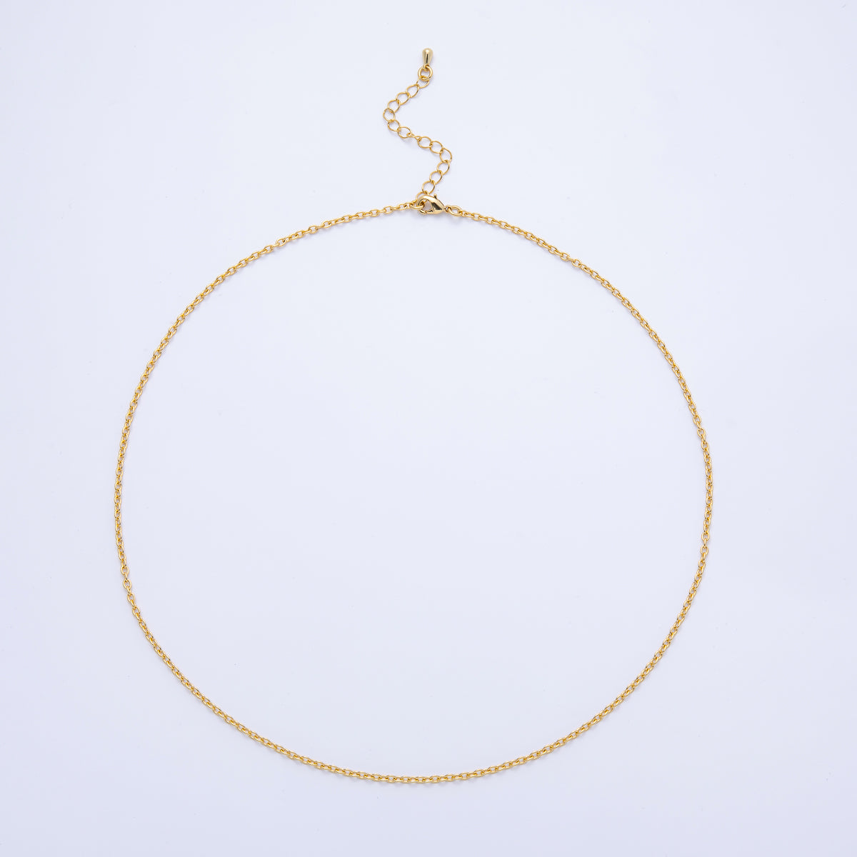16K Gold Filled 2mm Minimalist Cable Chain 18 Inch, 19.5 Inch Necklace w. Extender | WA-4064 WA-4065