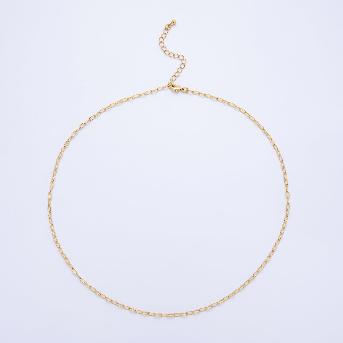 16K Gold Filled 2.5mm x 4.8mm Minimalist Paperclip Chain 18 Inch, 19.5 Inch Necklace w. Extender | WA-4066 WA-4067