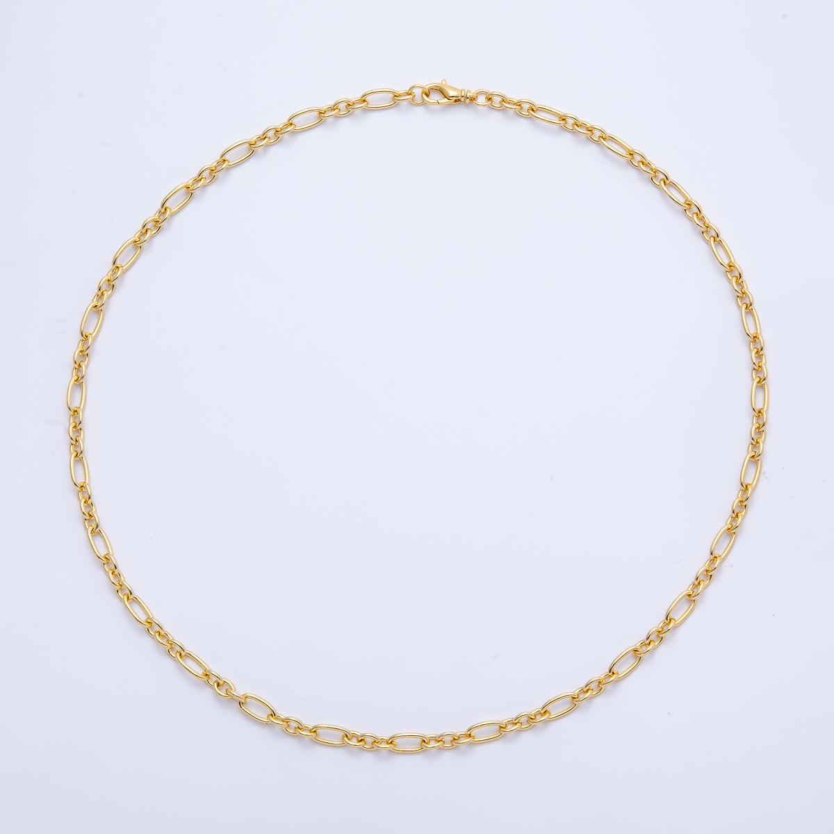 16K Gold Filled Minimalist Figaro Chain 18 Inch, 20 Inch Necklace | WA-4068 WA-4069